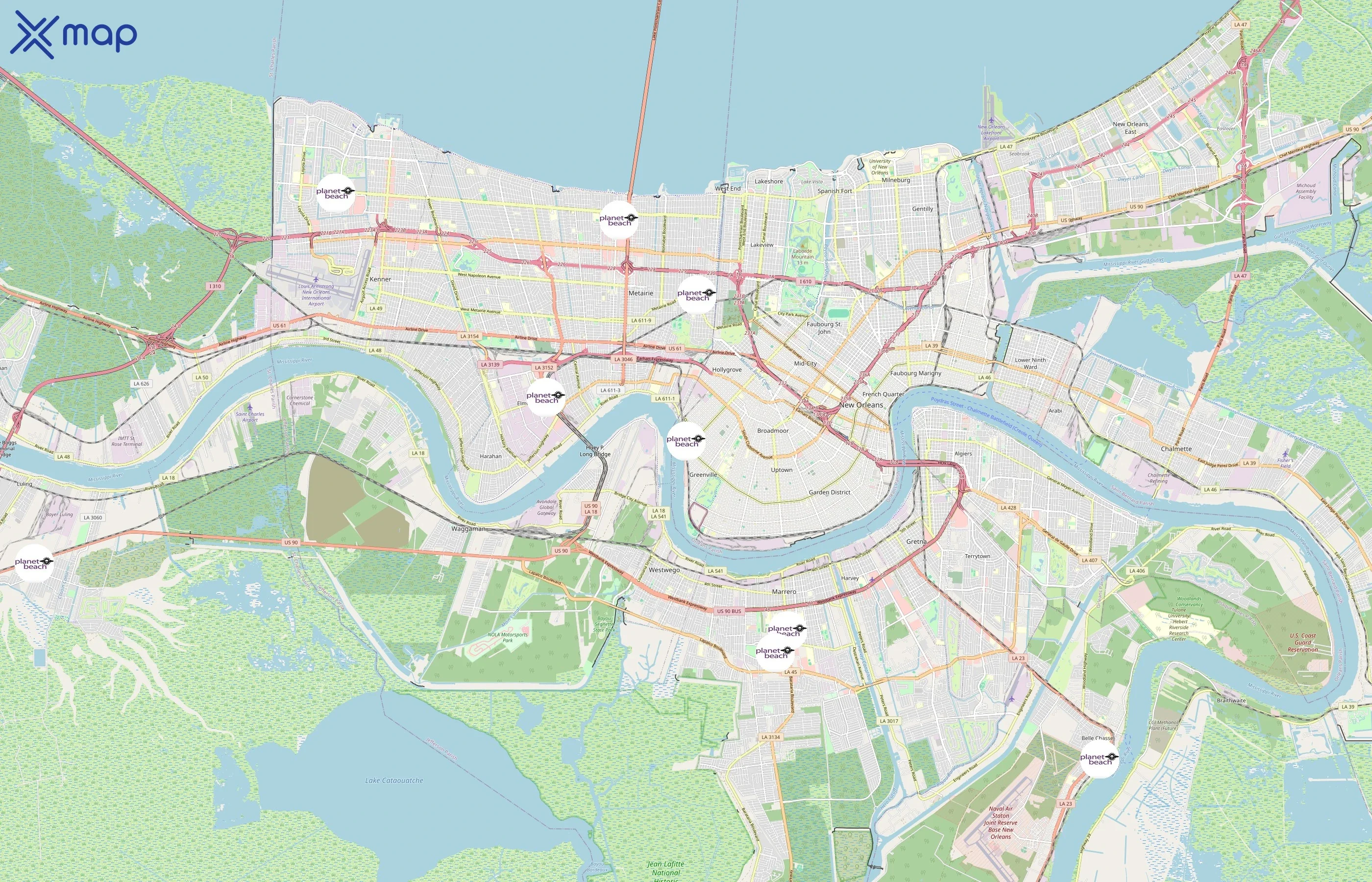 Planet Beach area coverage