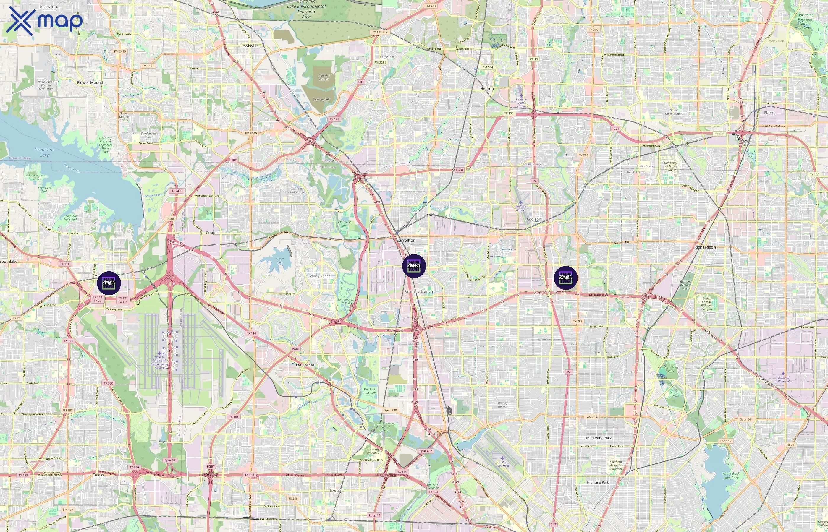 Zumba Fitness area coverage