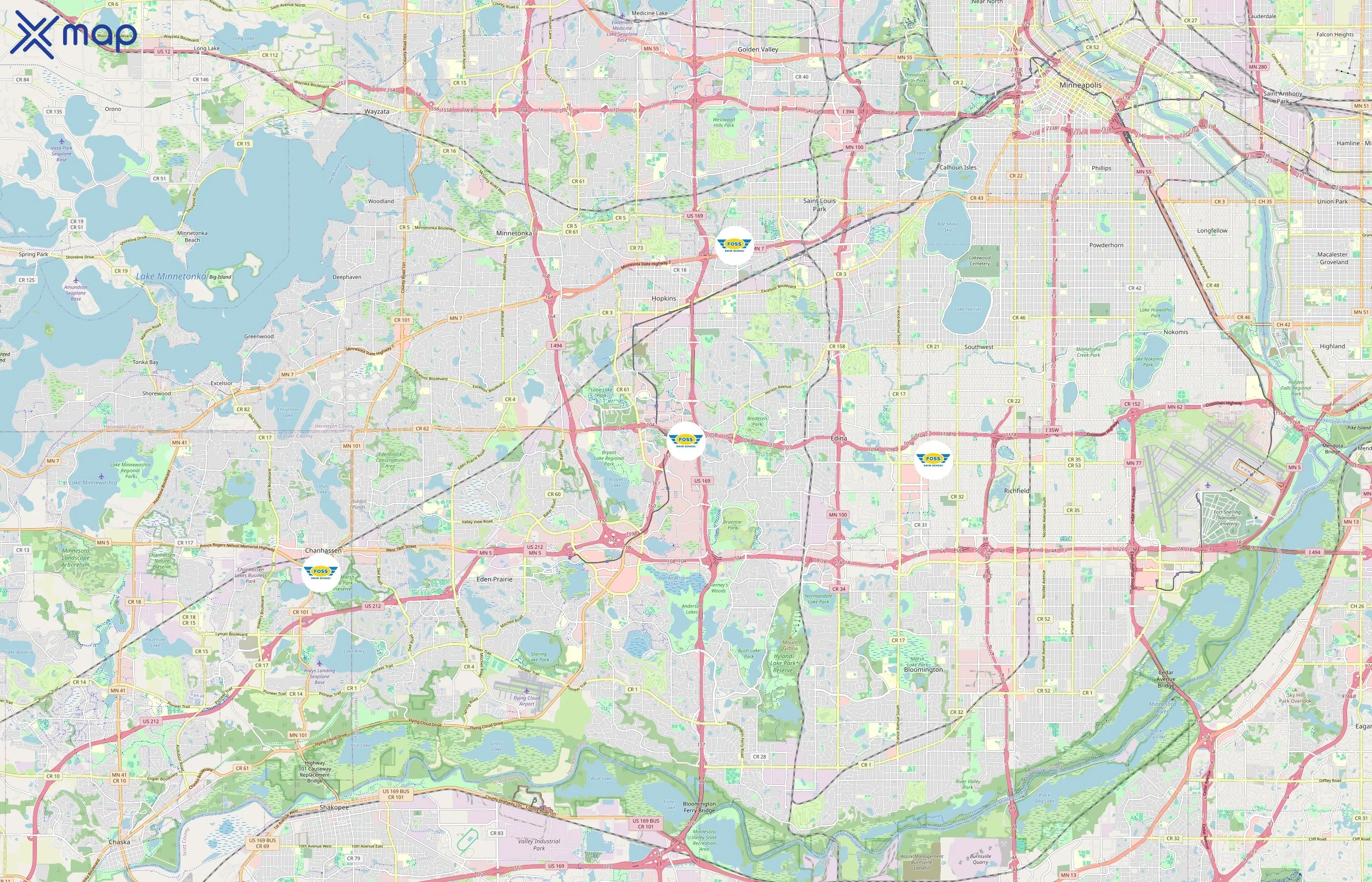 Foss Swim School area coverage