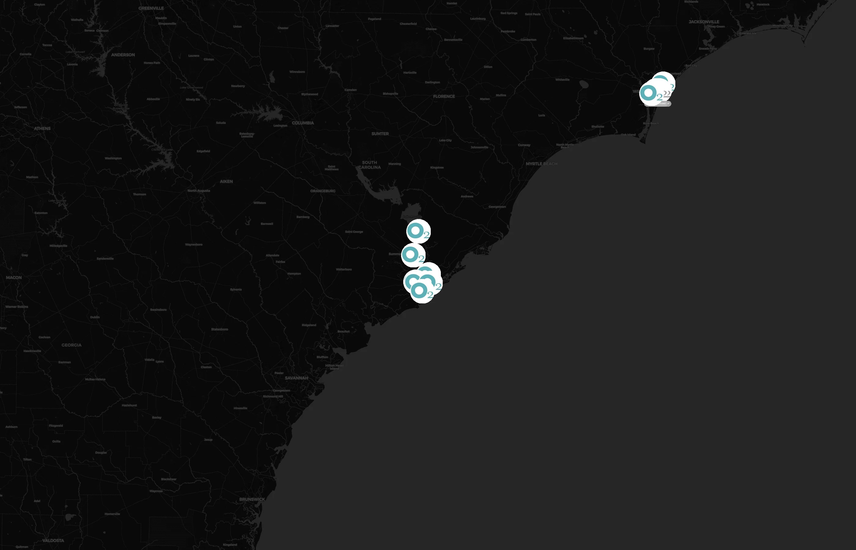 O2 Fitness city distribution