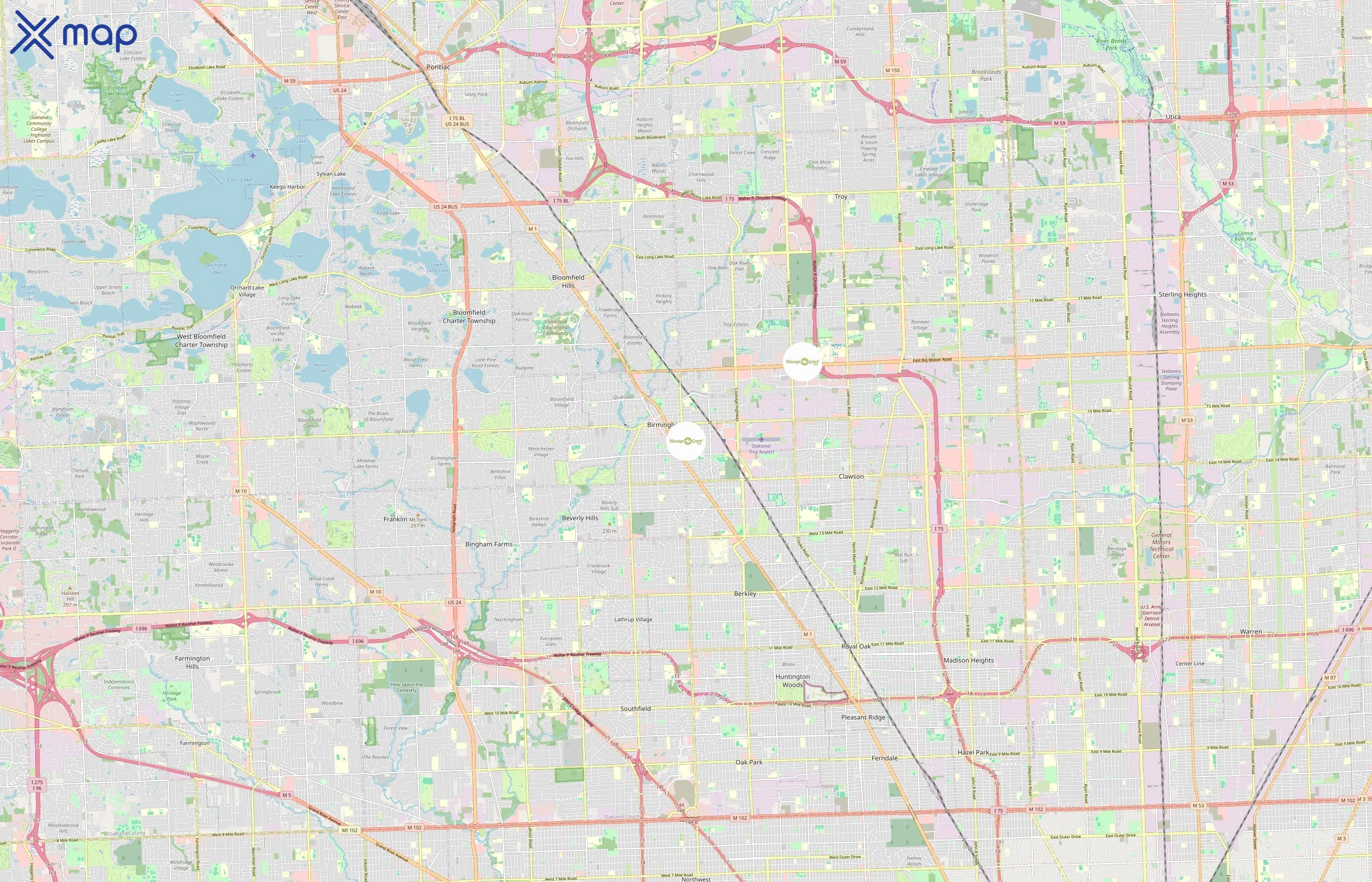 Massage Green Spa area coverage