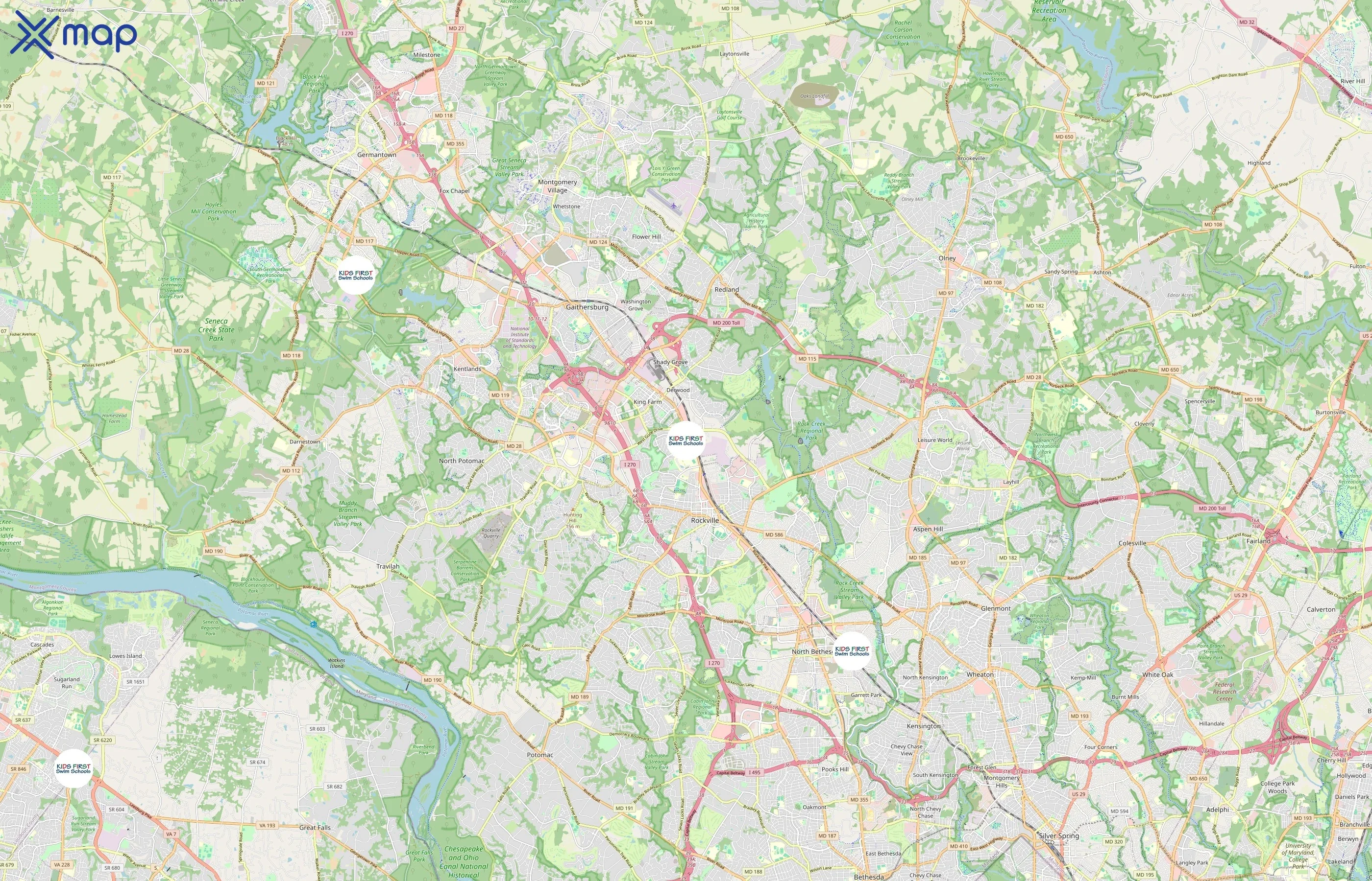 Kids First Swim School area coverage