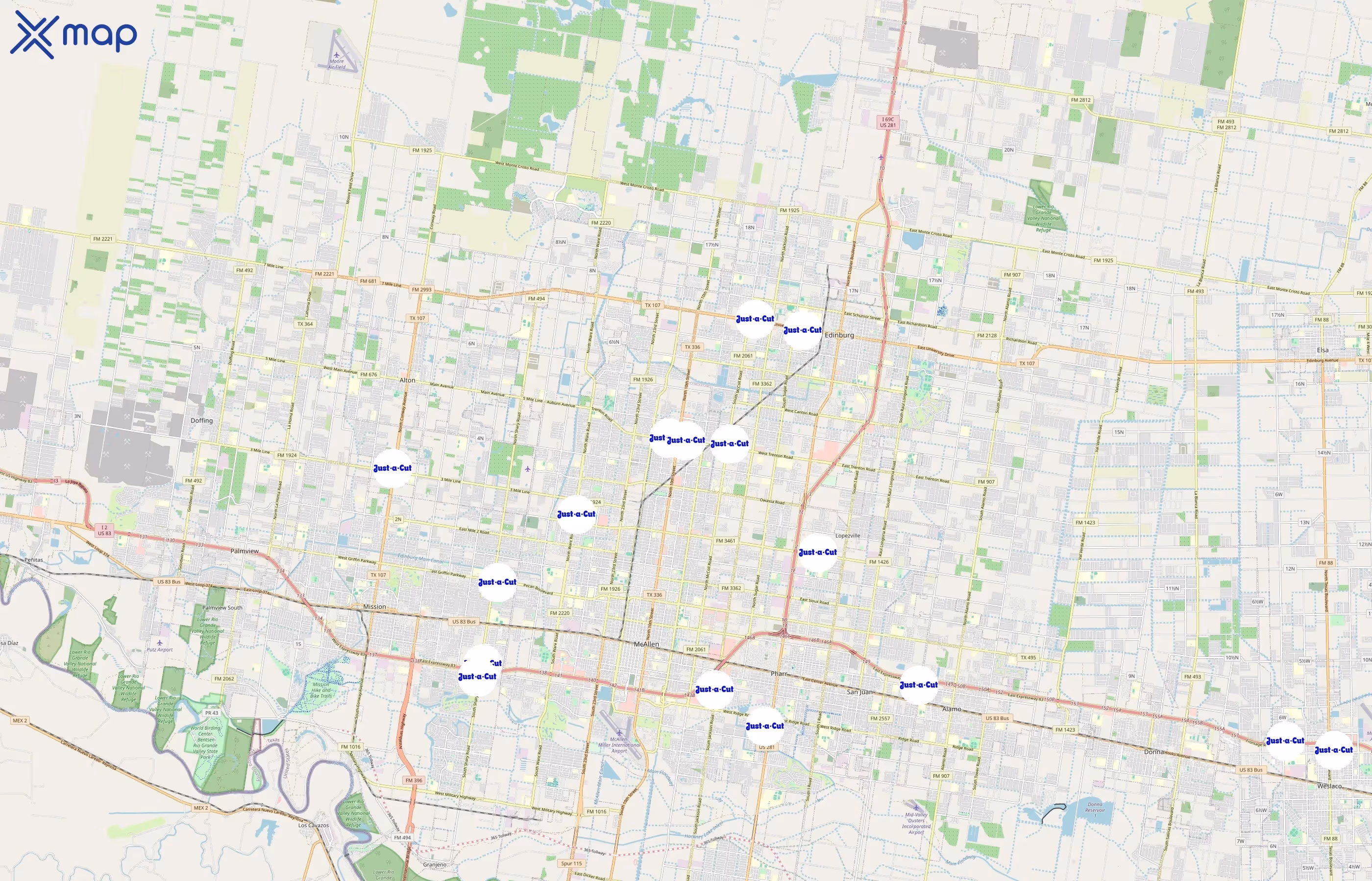 Just-A-Cut area coverage