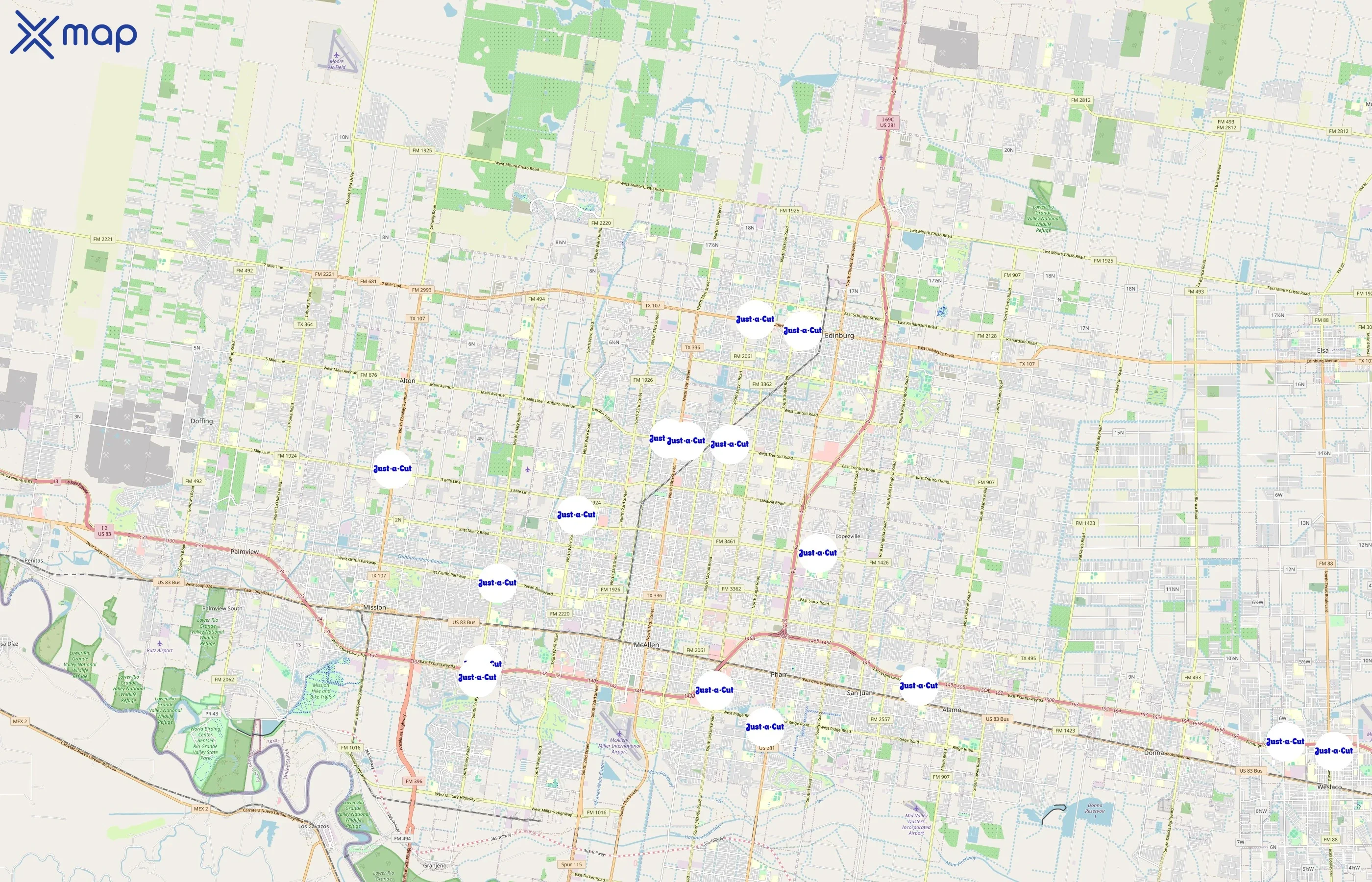 Just-A-Cut area coverage