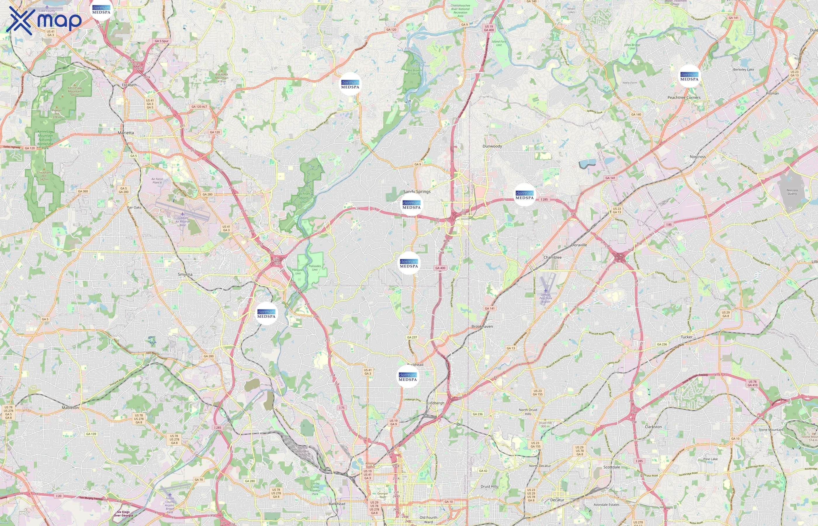 dermani MEDSPA area coverage