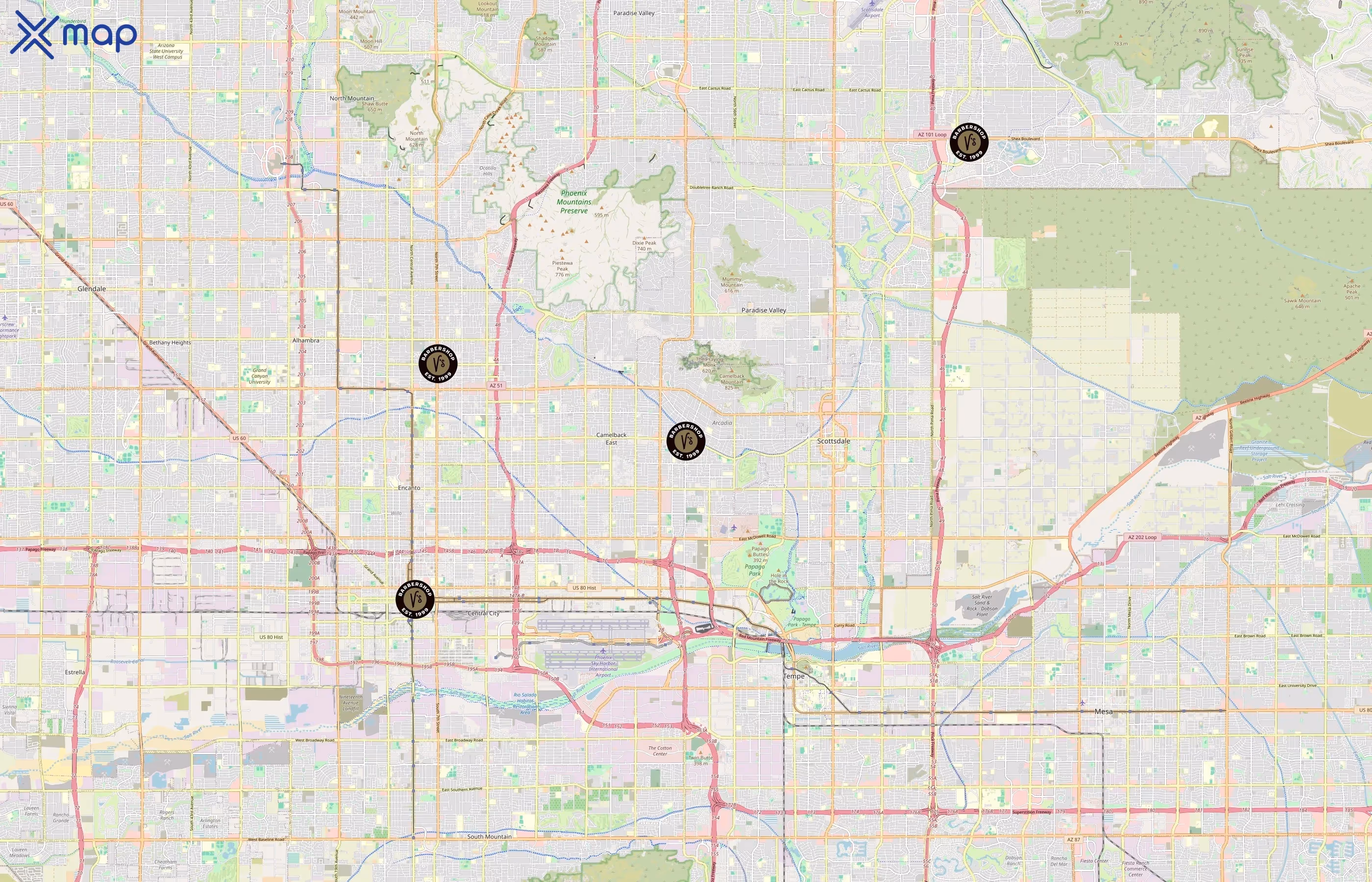 V's Barbershop area coverage