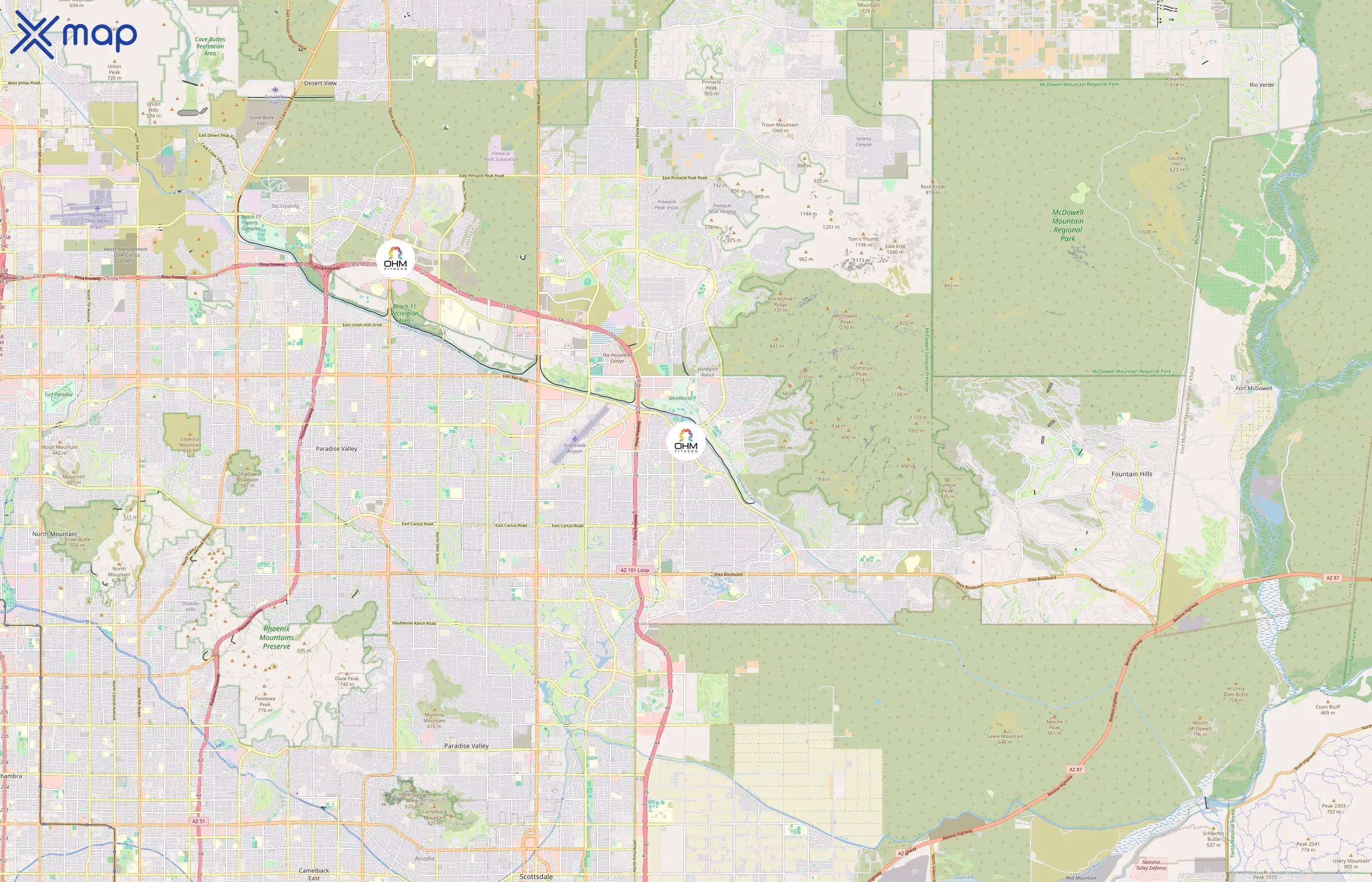 OHM Fitness area coverage