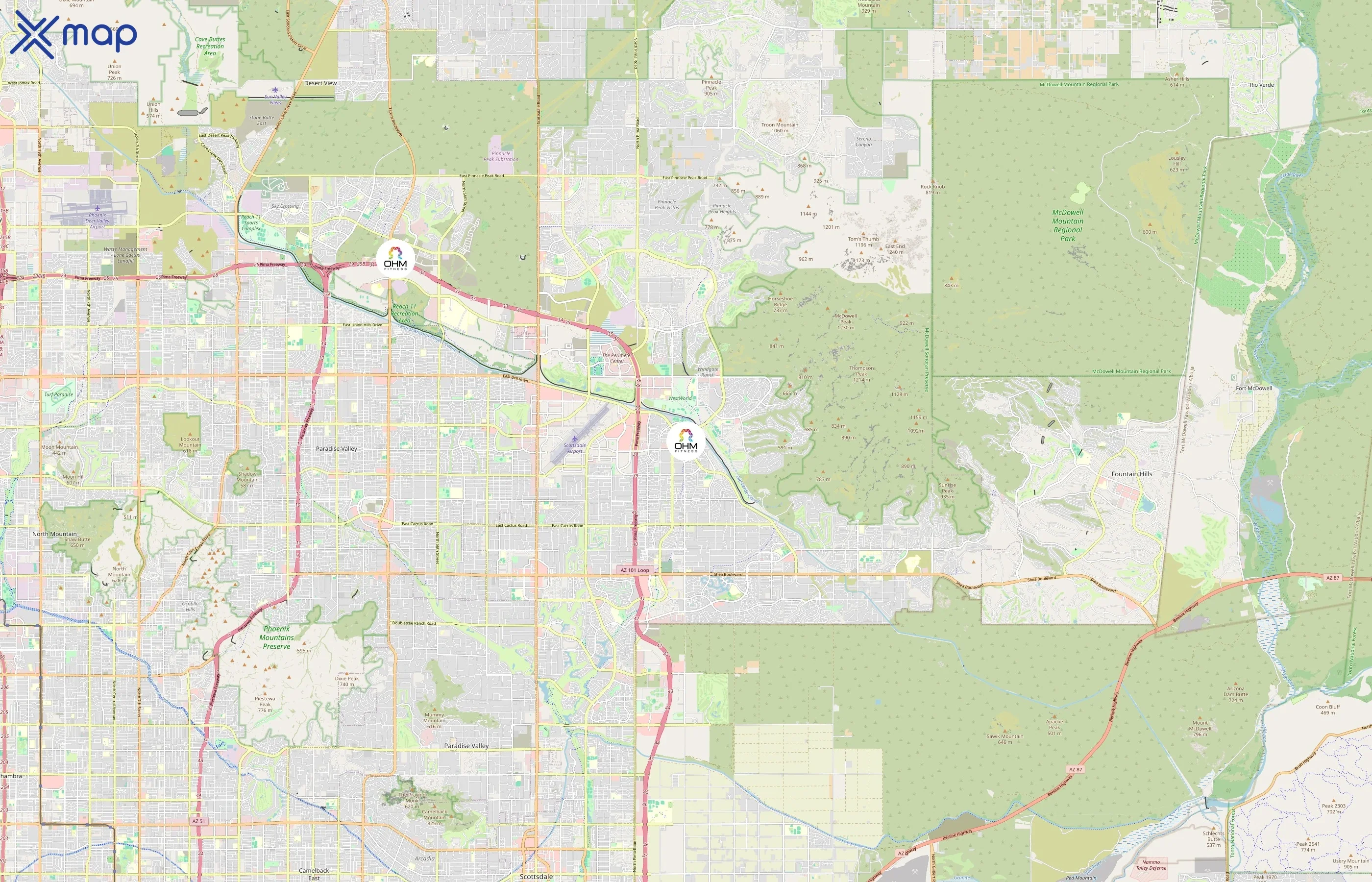 OHM Fitness area coverage