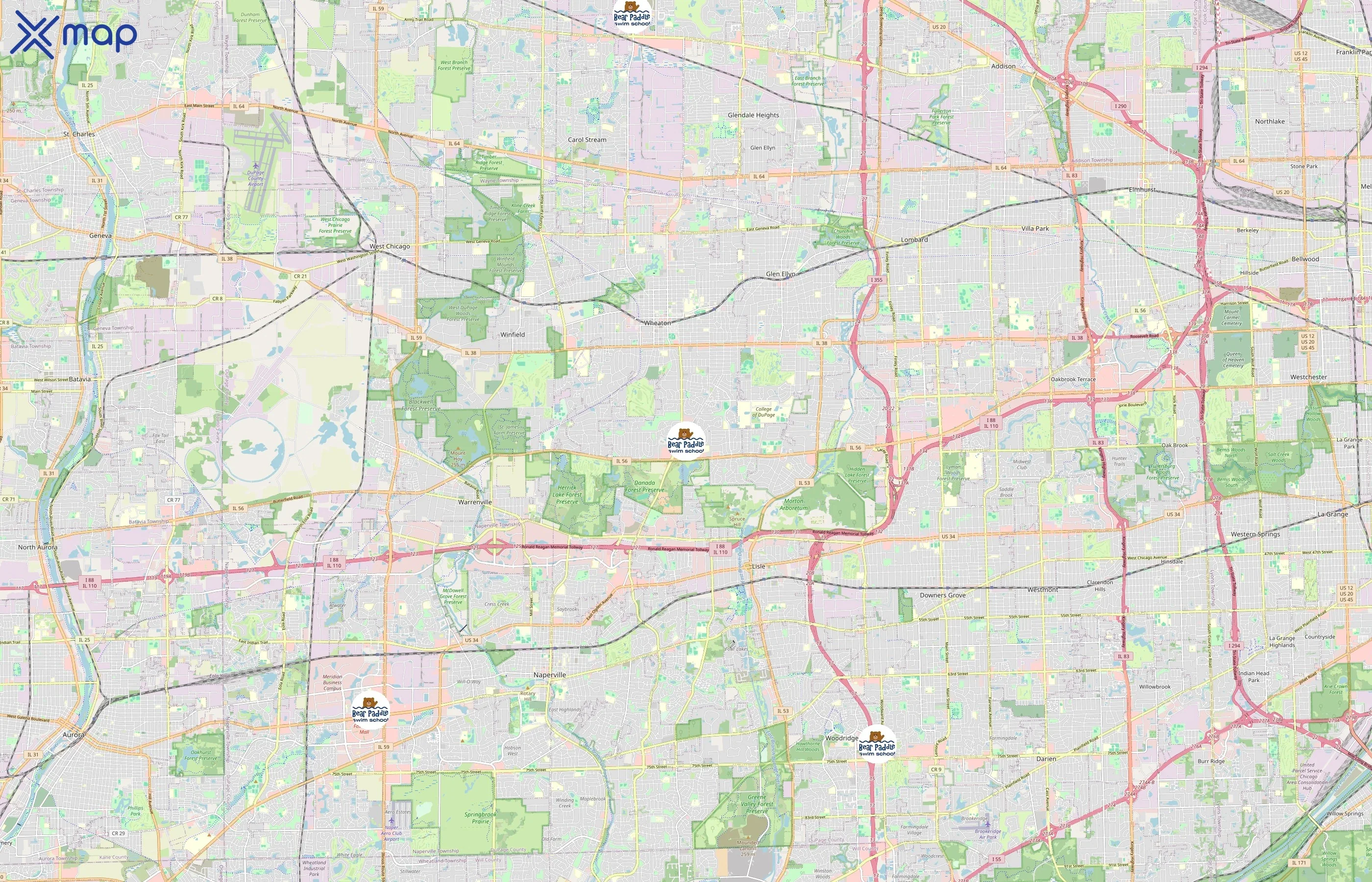 Bear Paddle Swim School area coverage