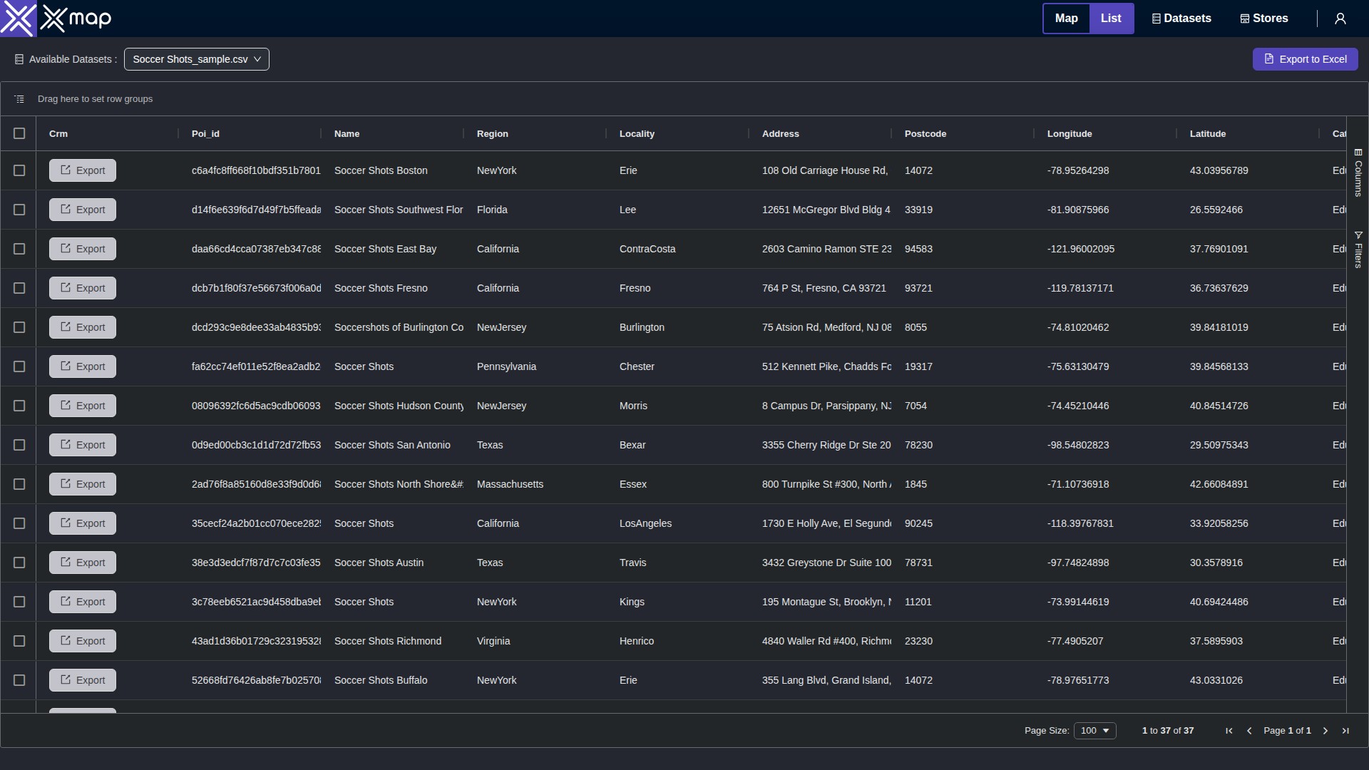 Soccer Shots data table