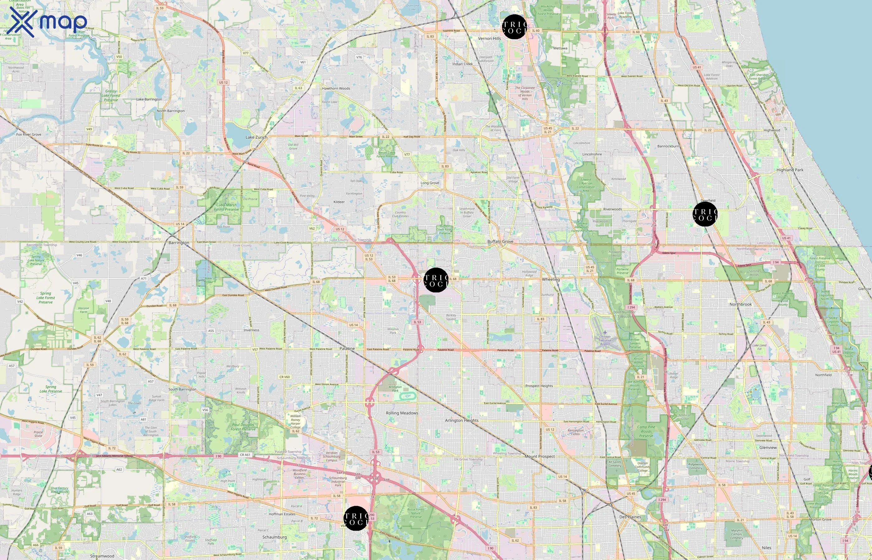 Tricoci Salon & Spa area coverage