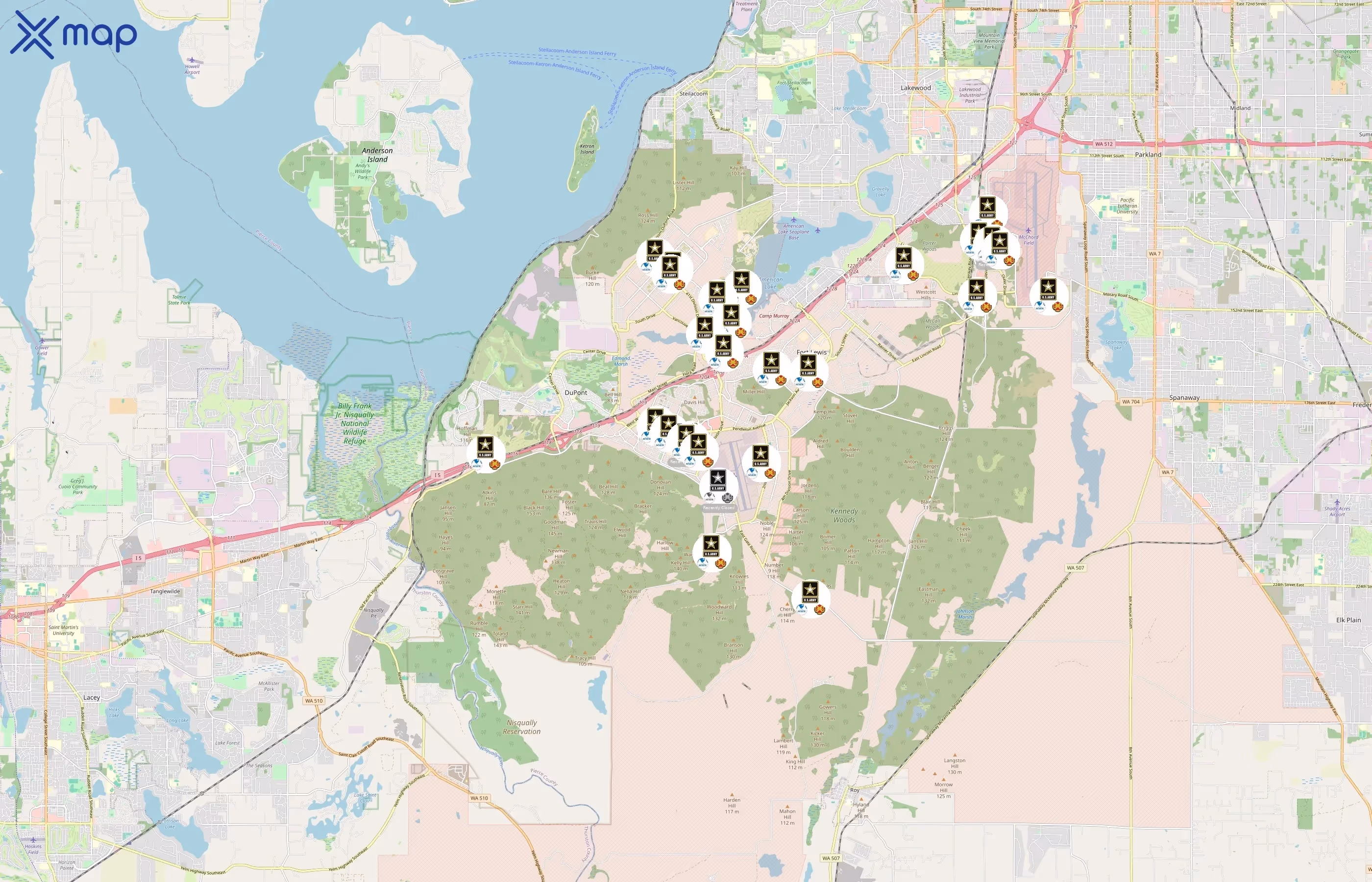JBLM Morale, Welfare and Recreation area coverage