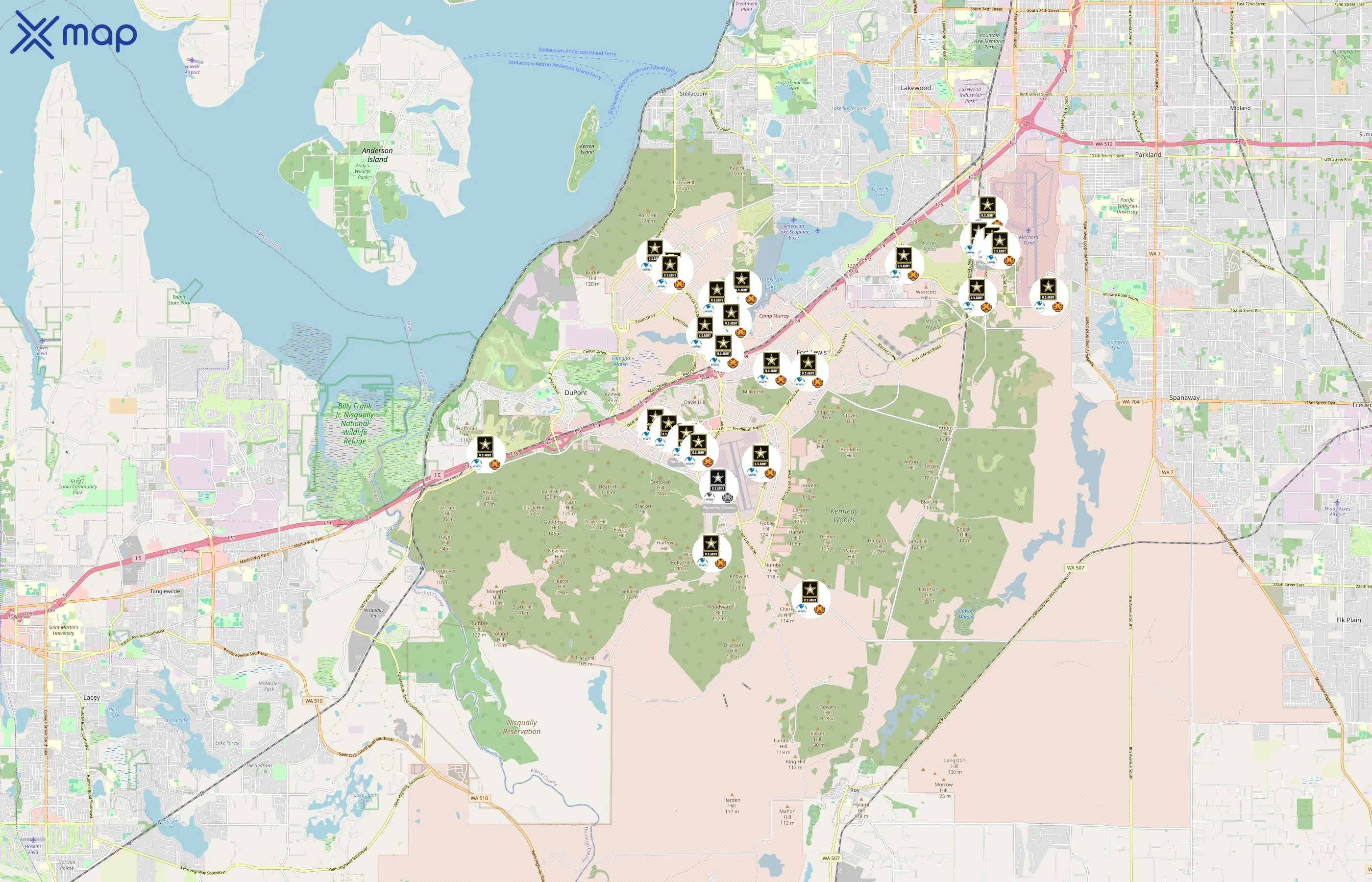 JBLM Morale, Welfare and Recreation area coverage