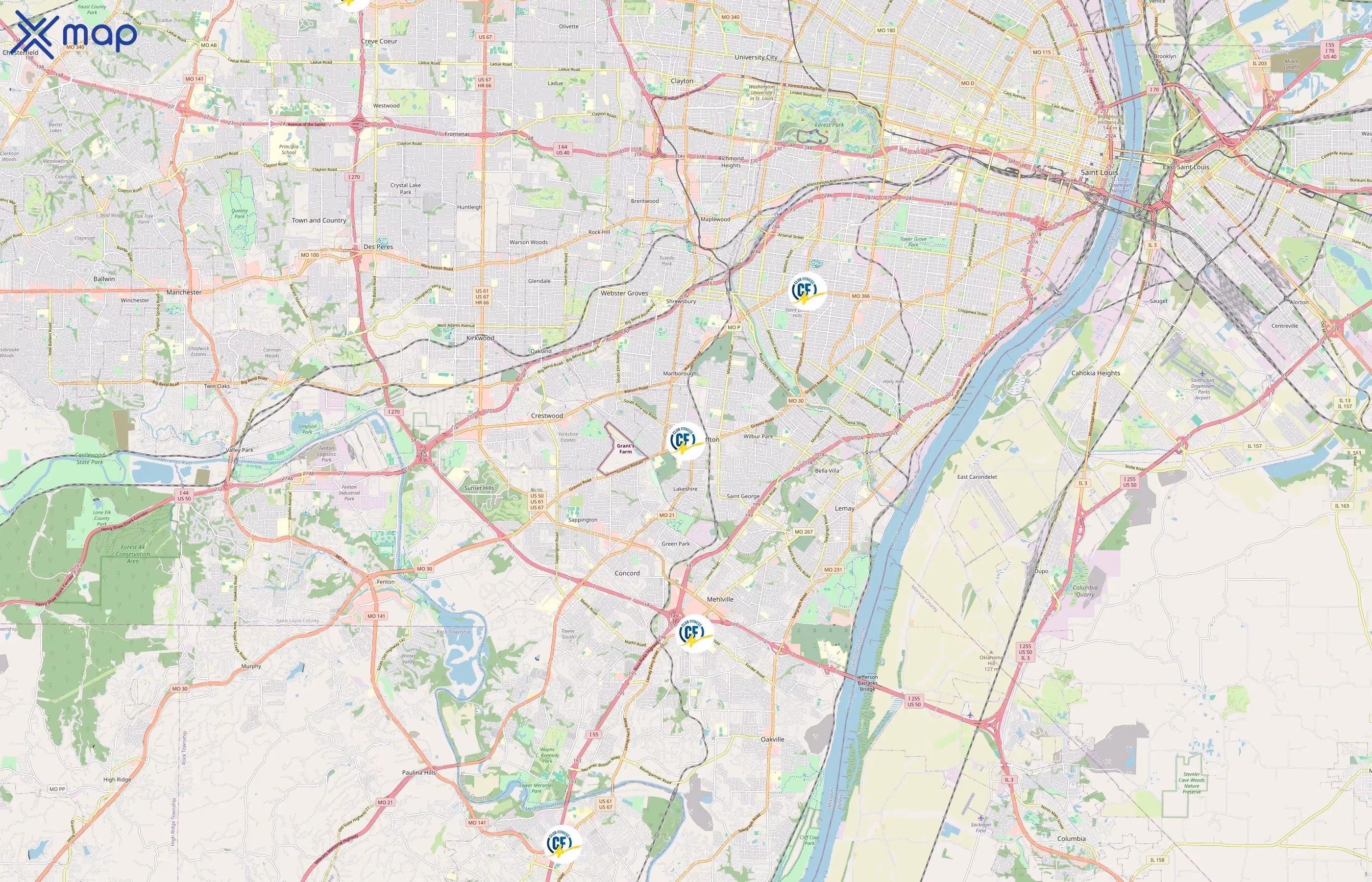 Club Fitness area coverage