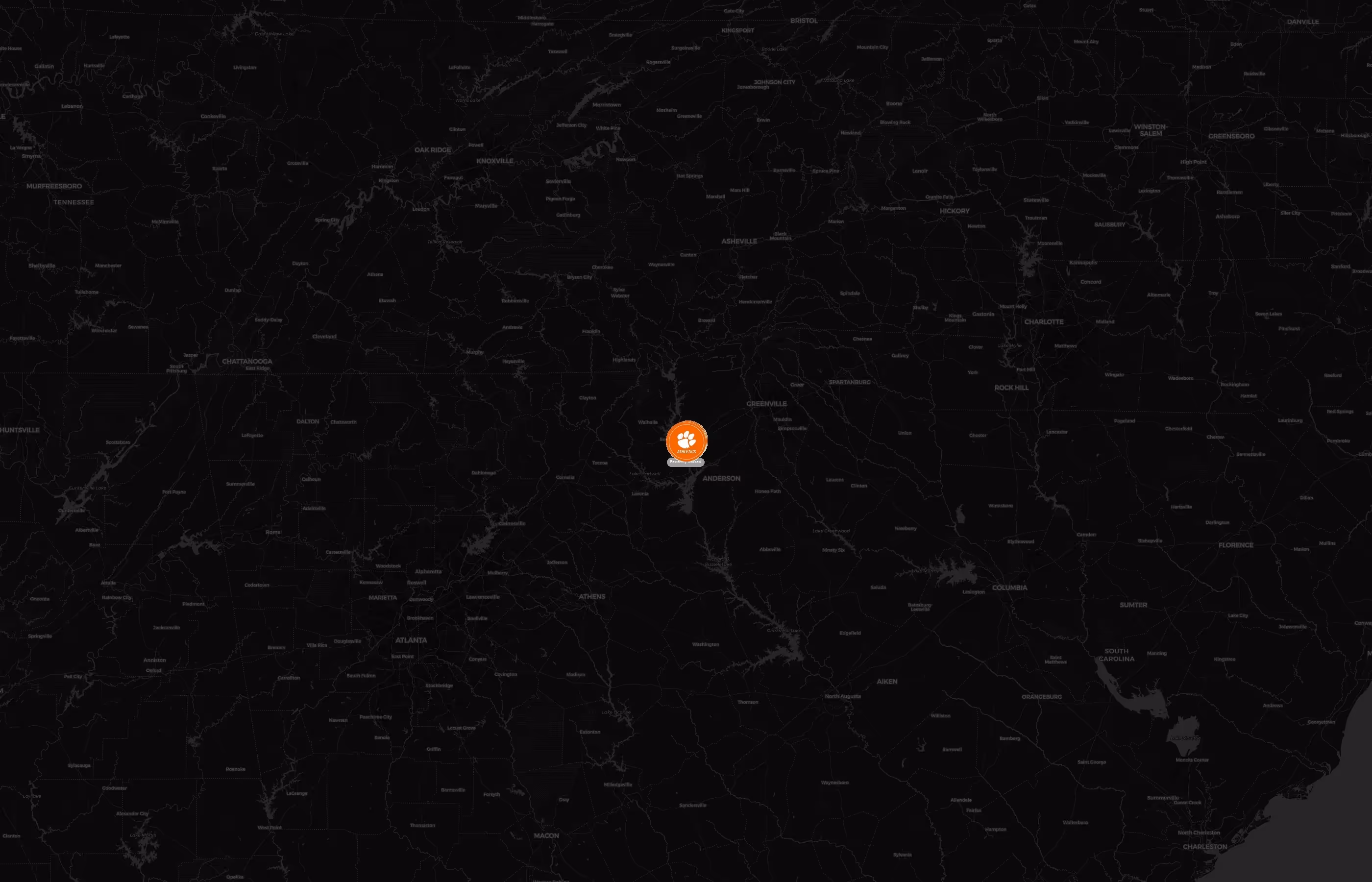 Clemson Tigers city distribution