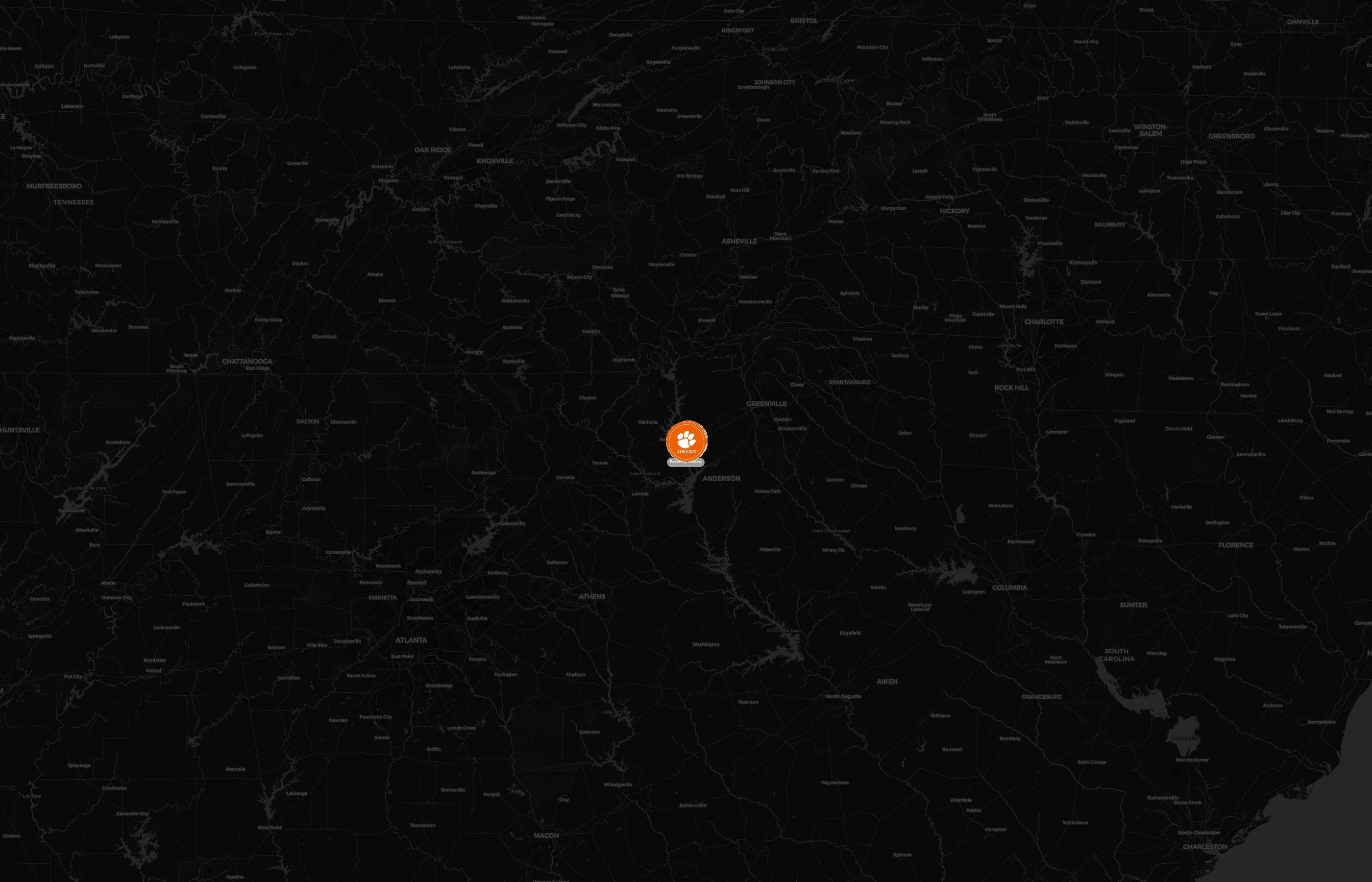 Clemson Tigers city distribution