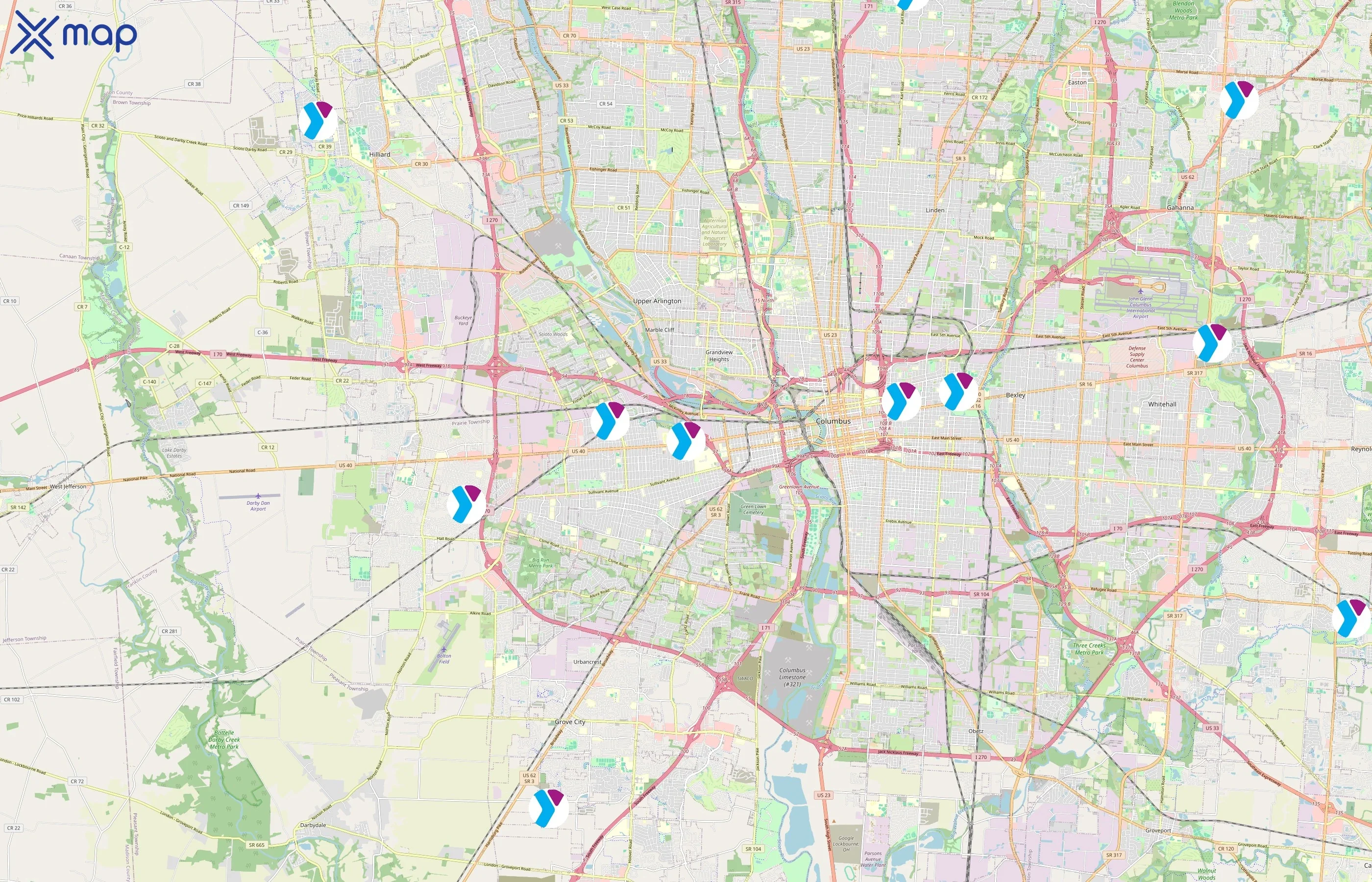 YMCA of Central Ohio area coverage