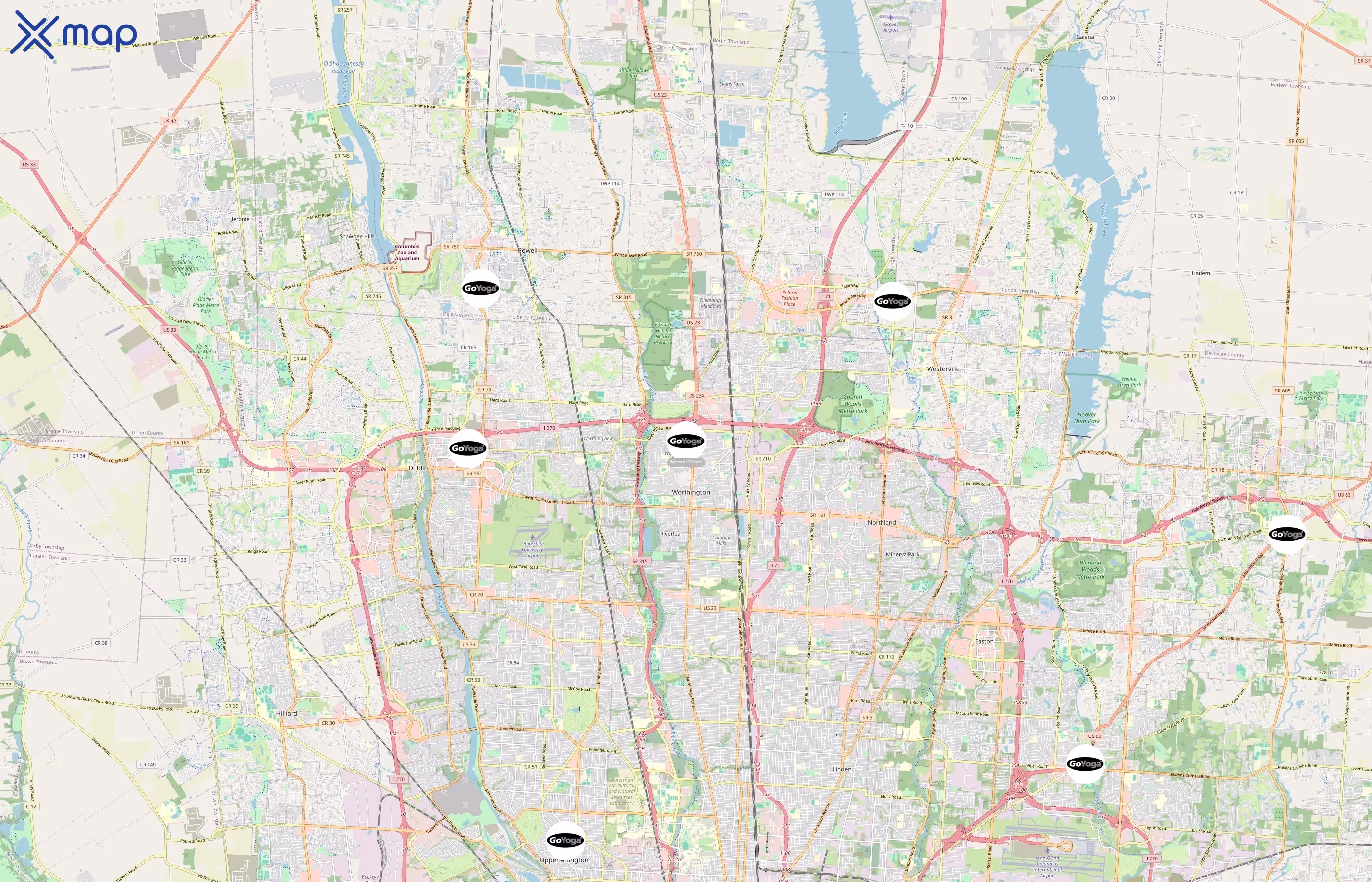 GoYoga area coverage