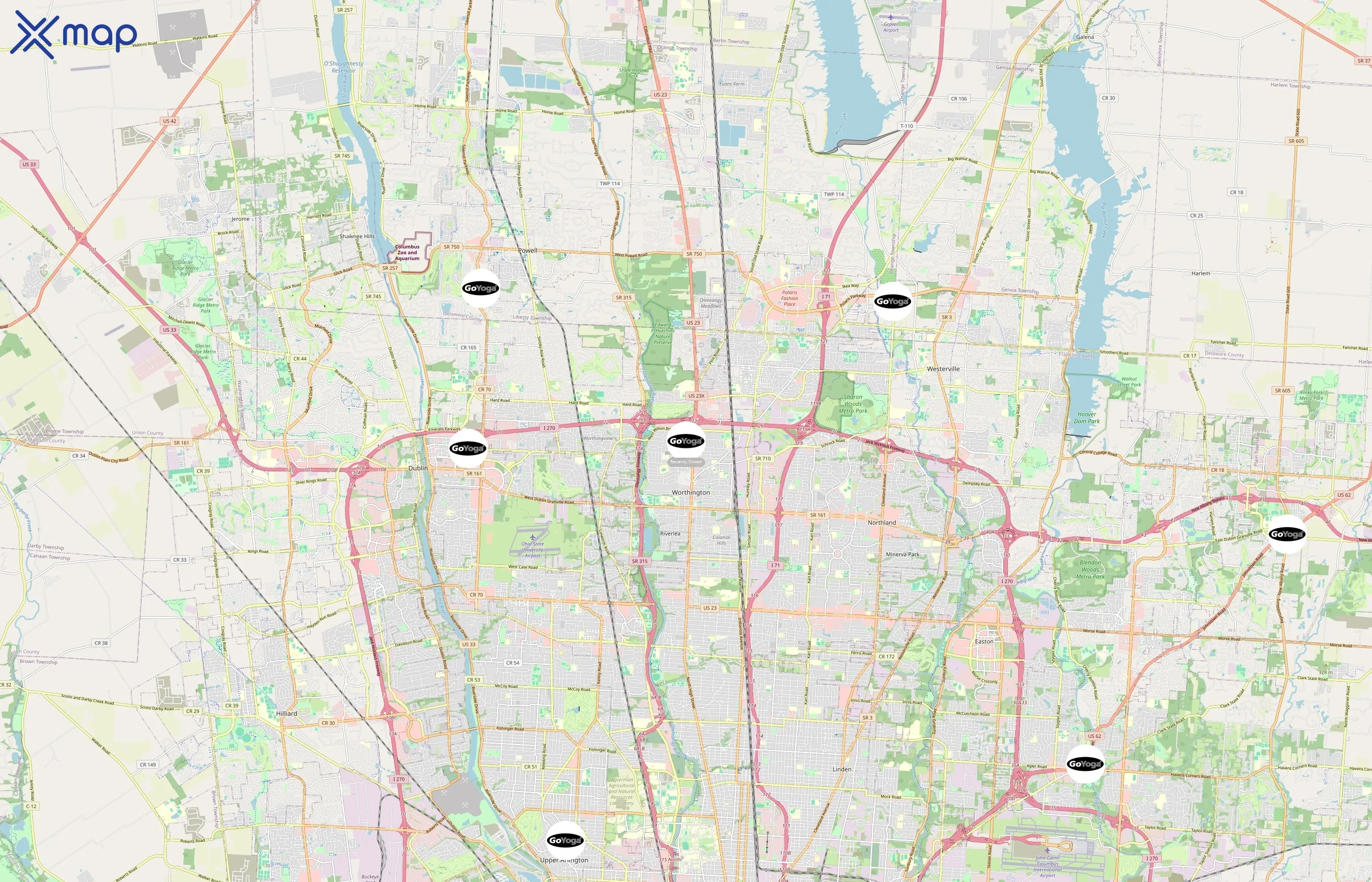 GoYoga area coverage