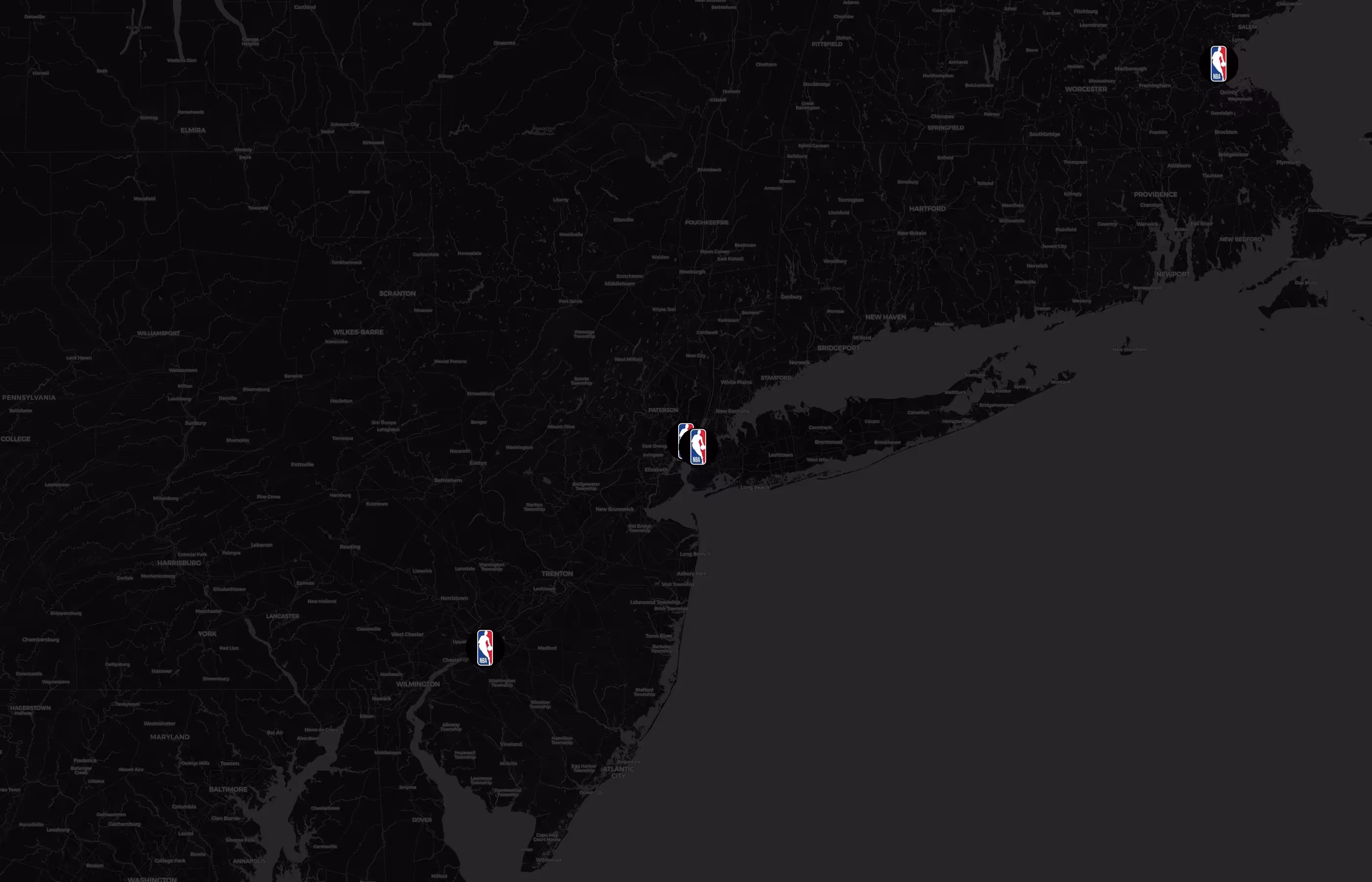 National Basketball Association city distribution