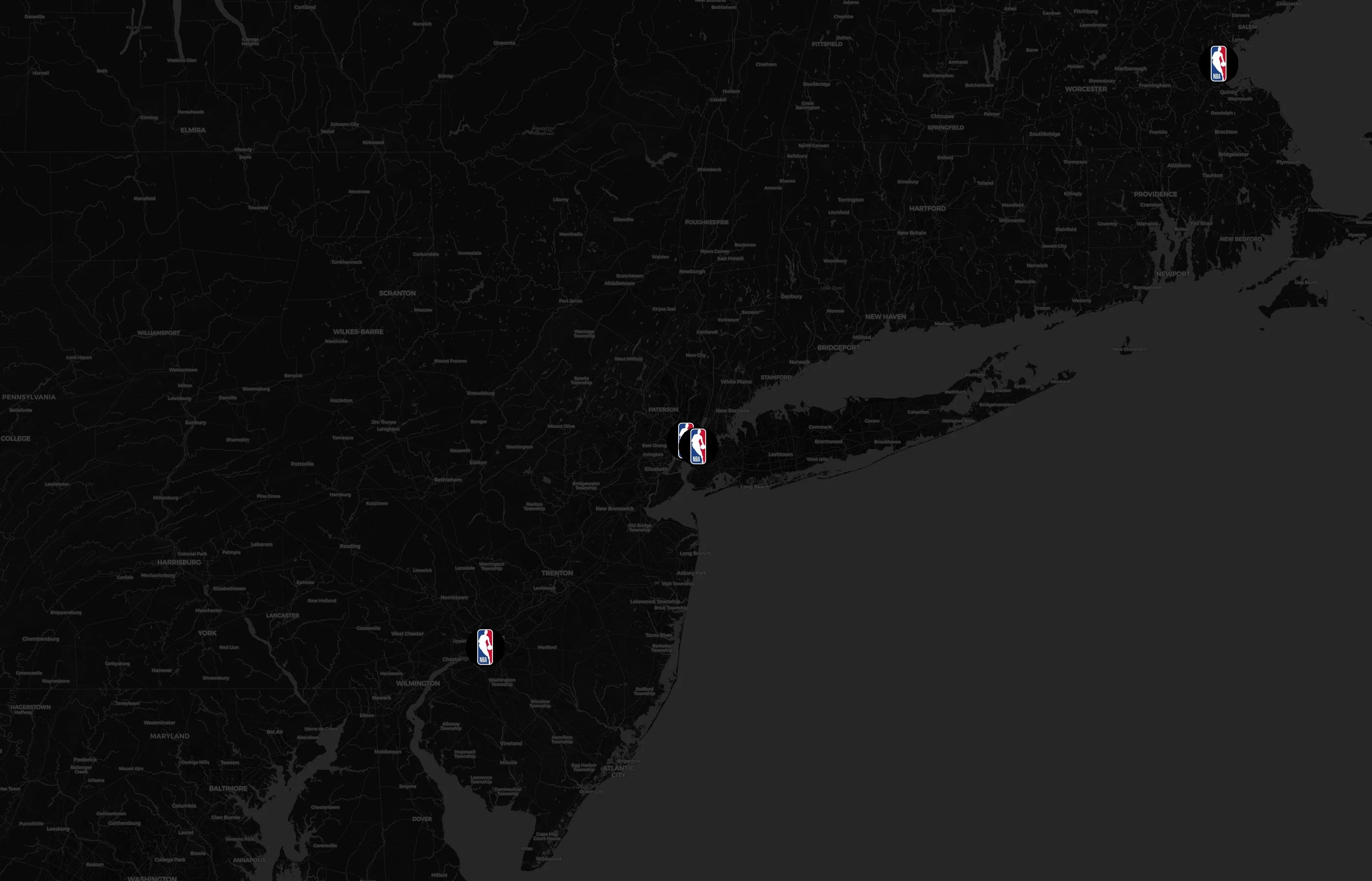 National Basketball Association city distribution