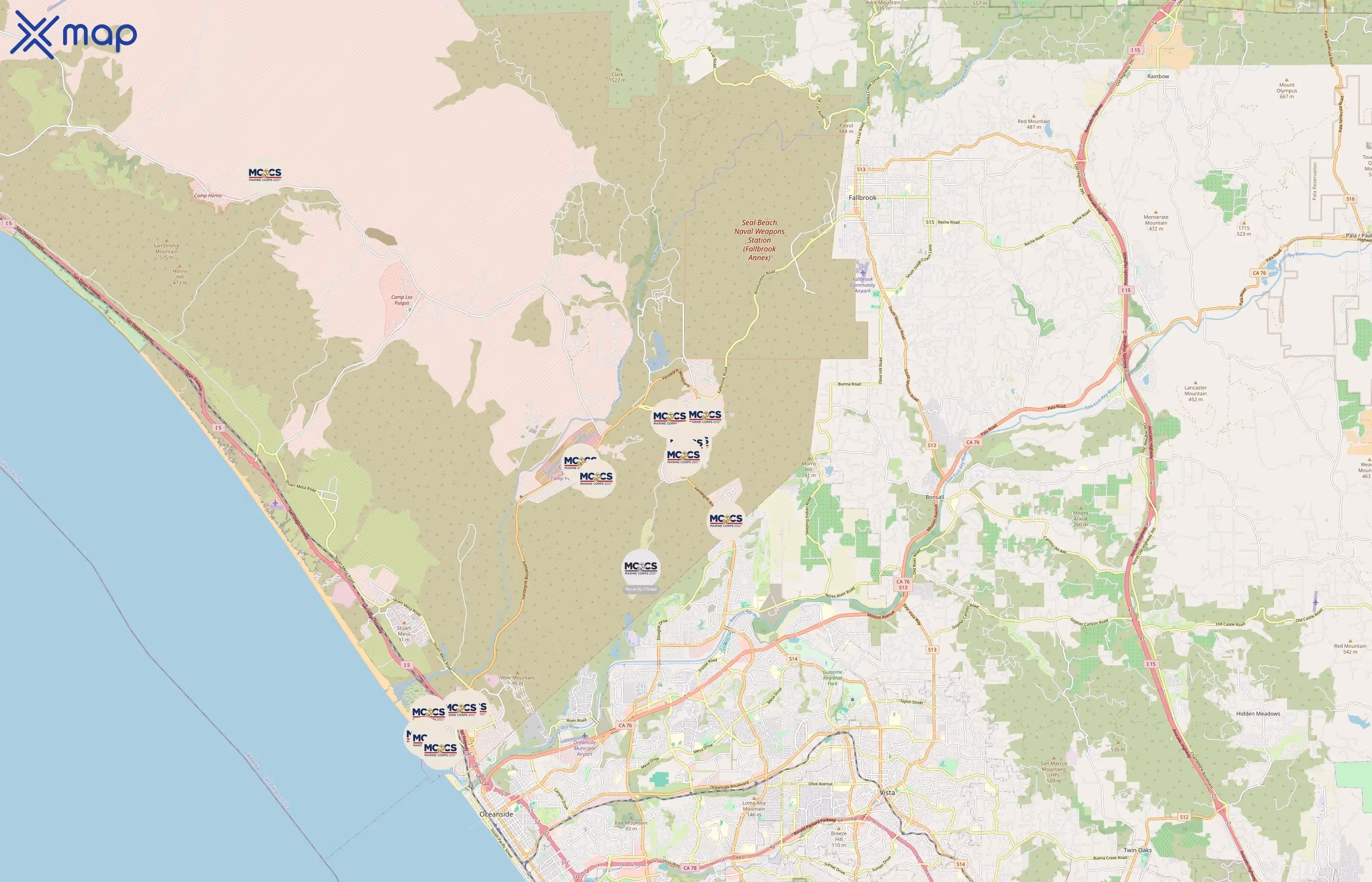 Marine Corps Community Services Camp Pendleton area coverage