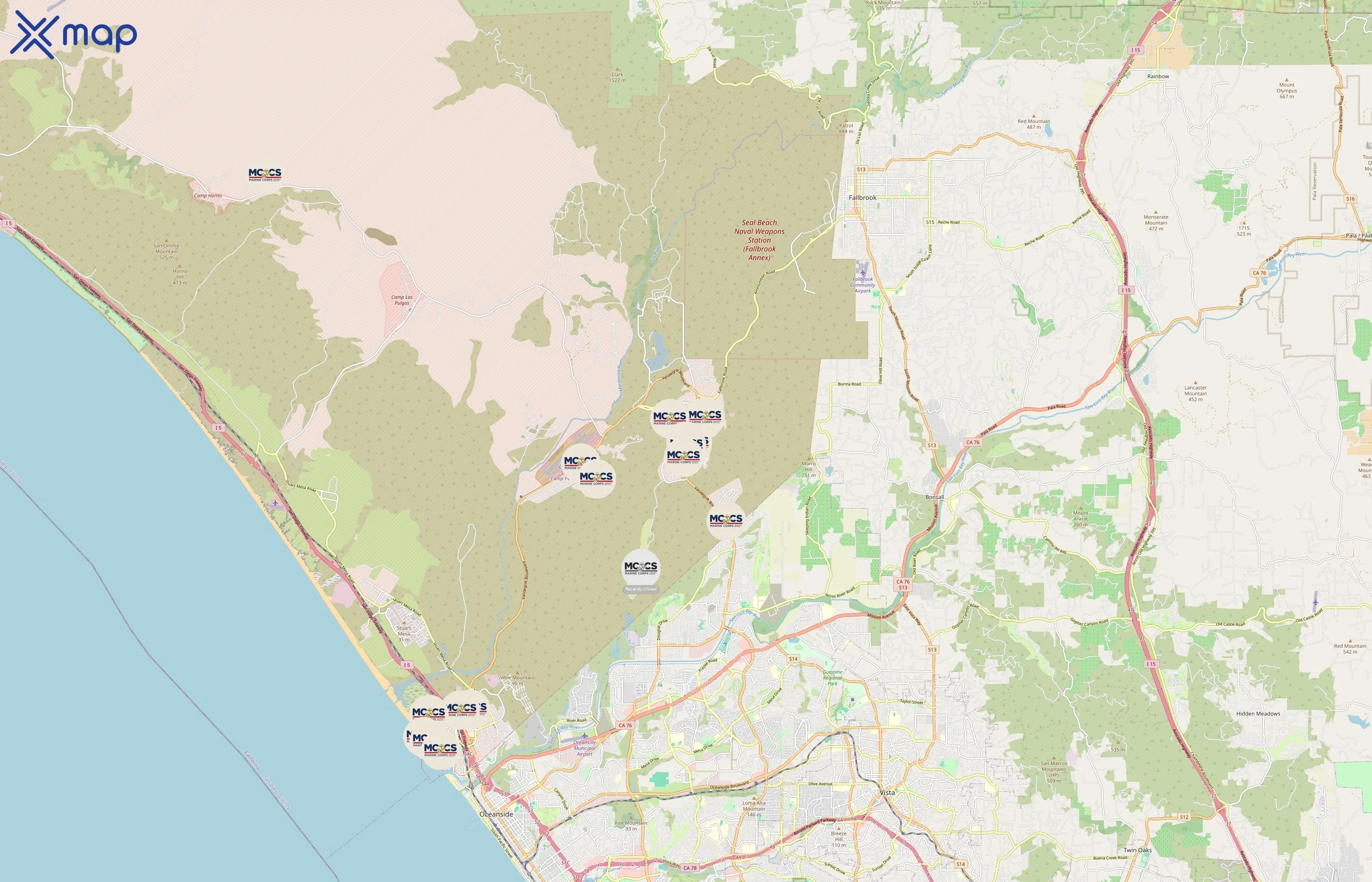 Marine Corps Community Services Camp Pendleton area coverage