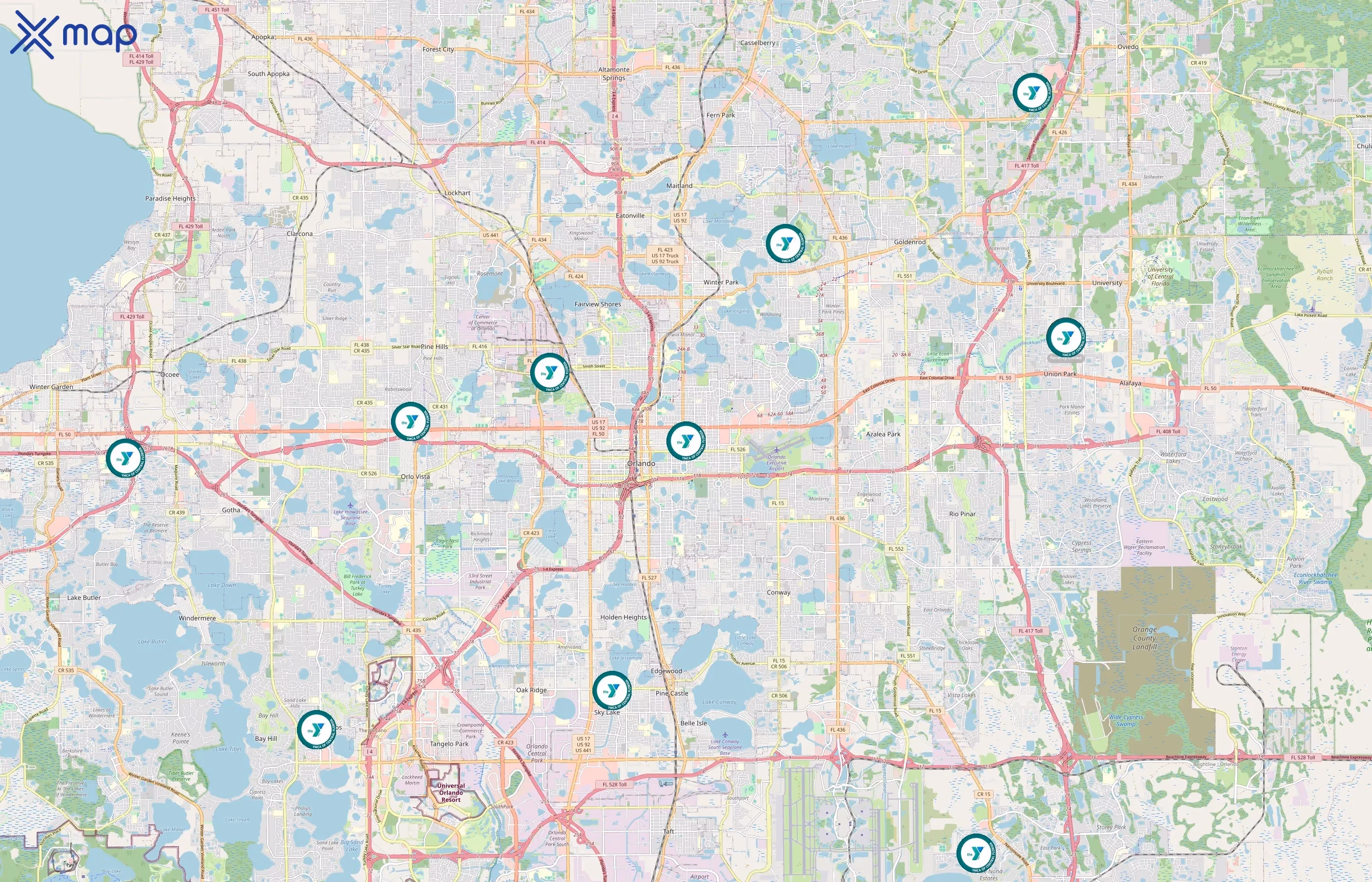 YMCA of Central Florida area coverage