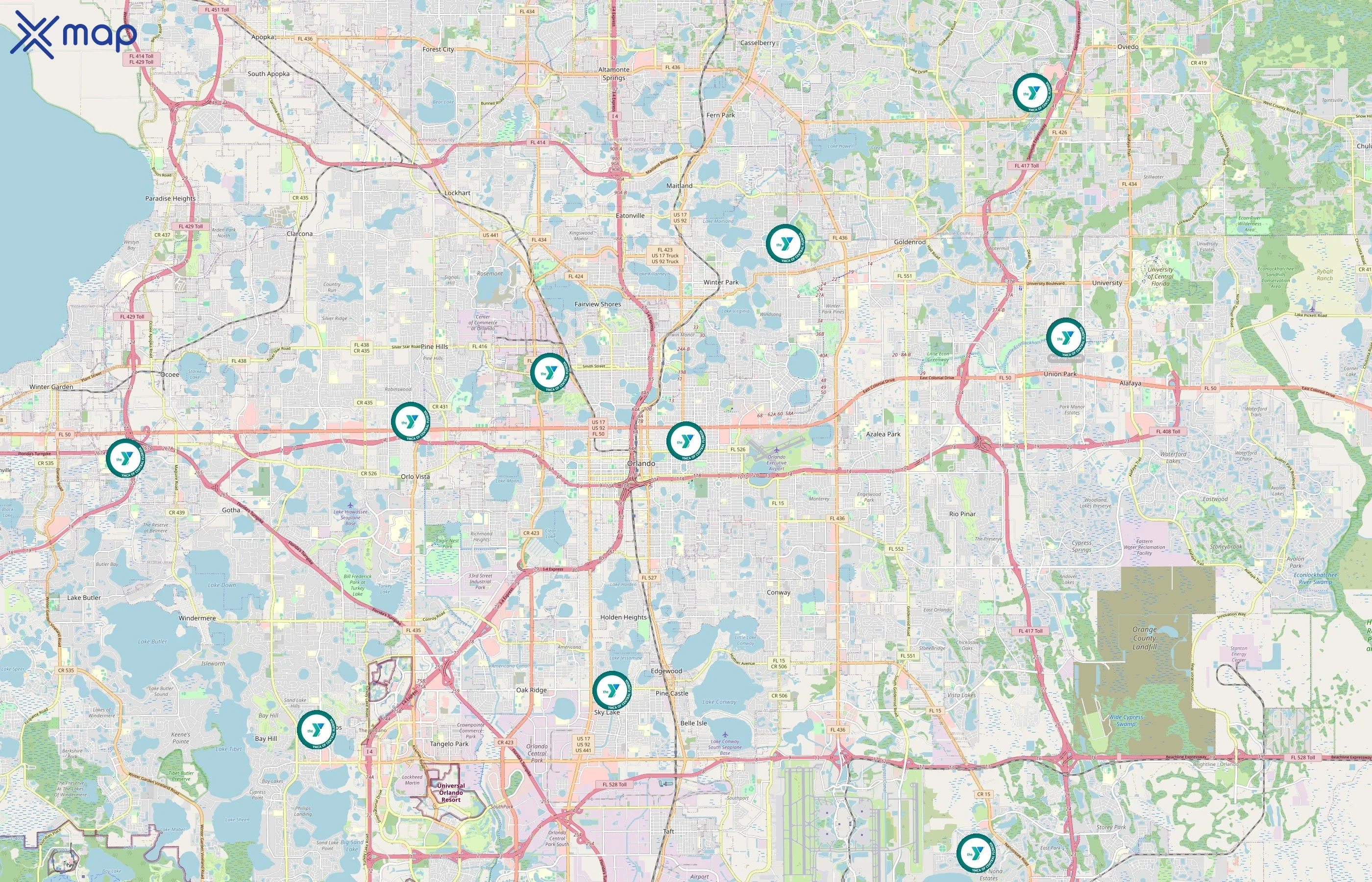 YMCA of Central Florida area coverage
