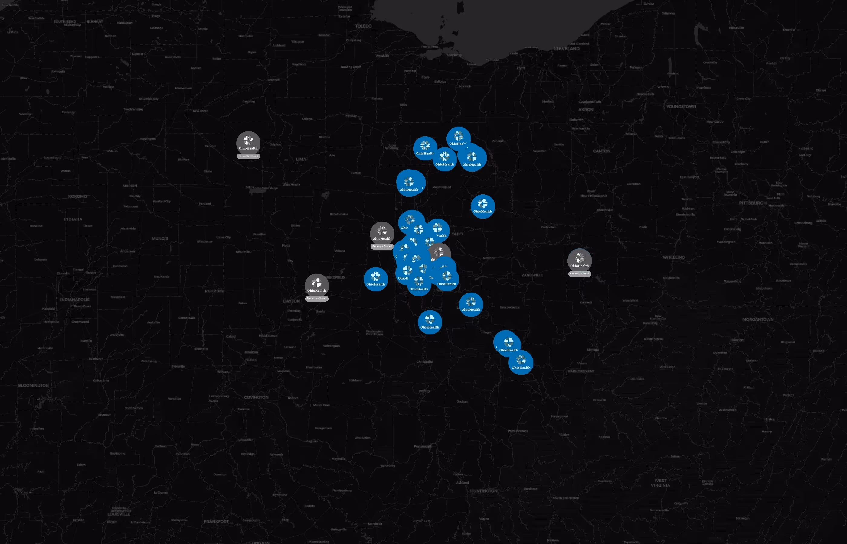 OhioHealth city distribution