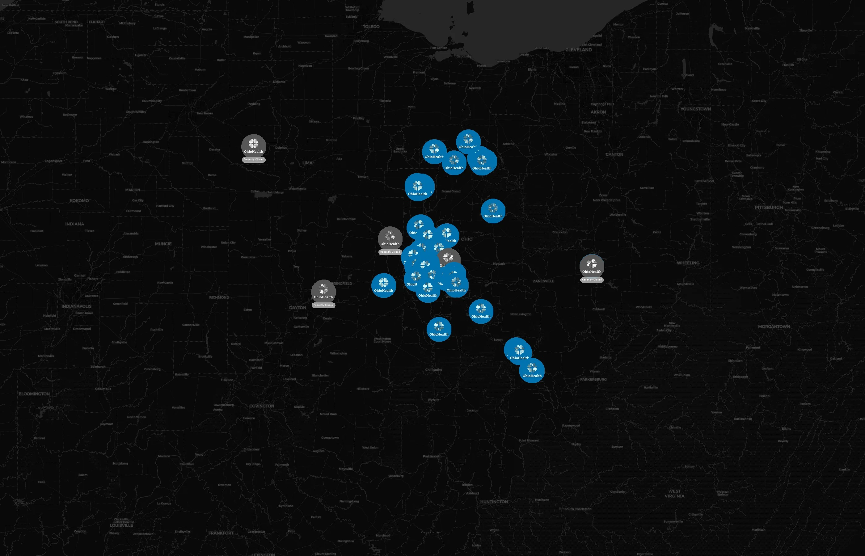 OhioHealth city distribution