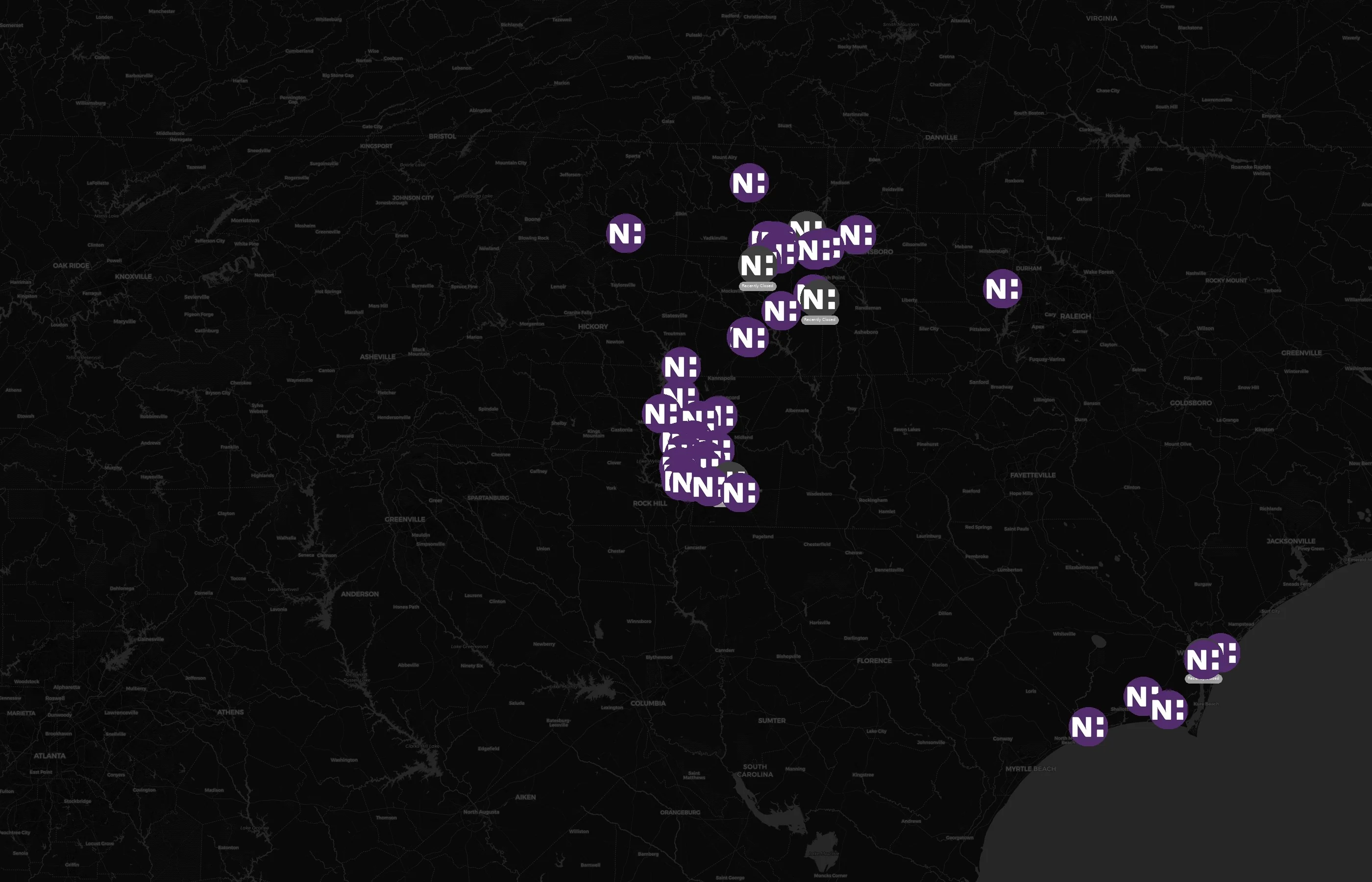 Novant Health city distribution