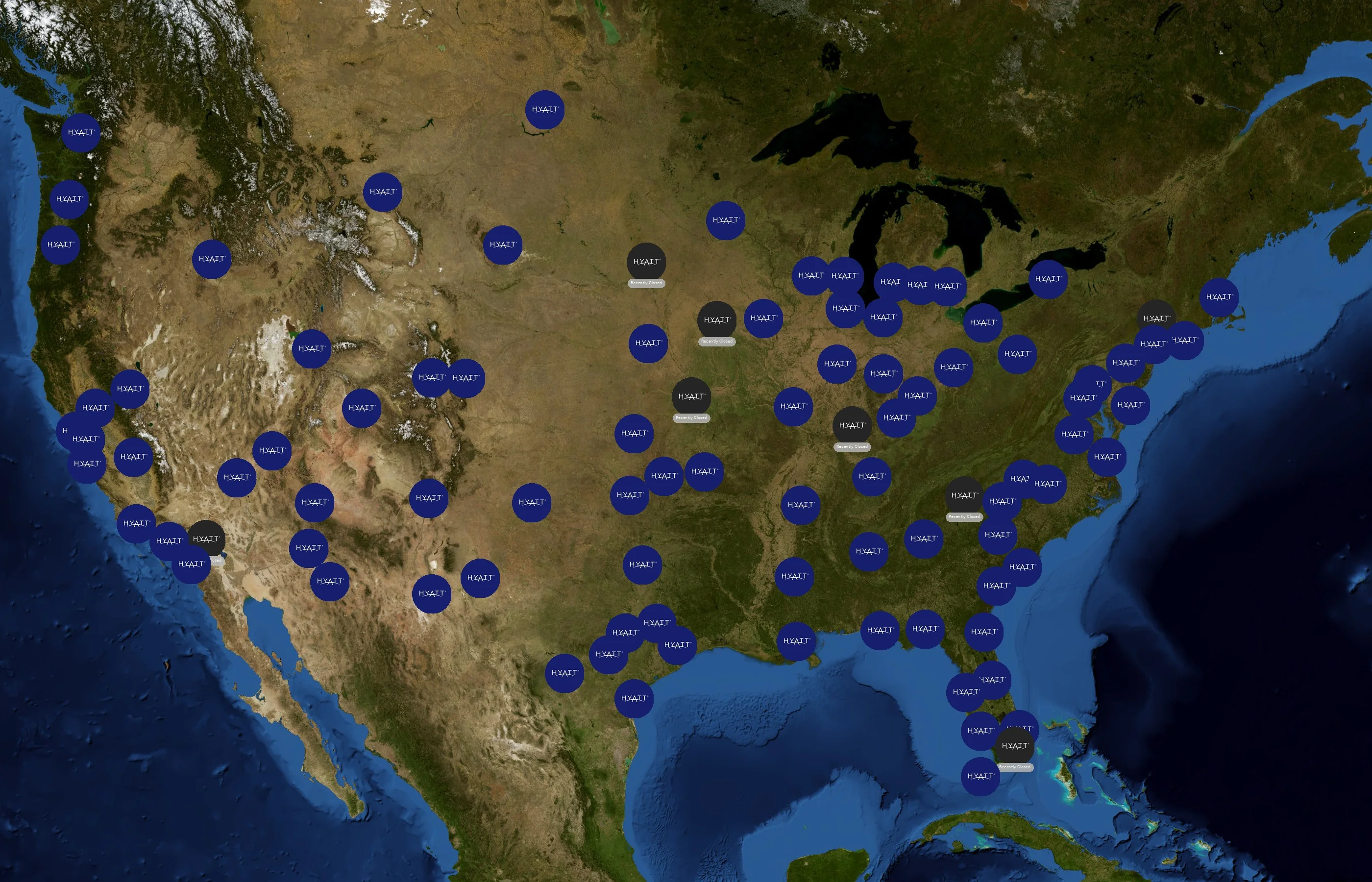 Hyatt Hotels Corporation state distribution