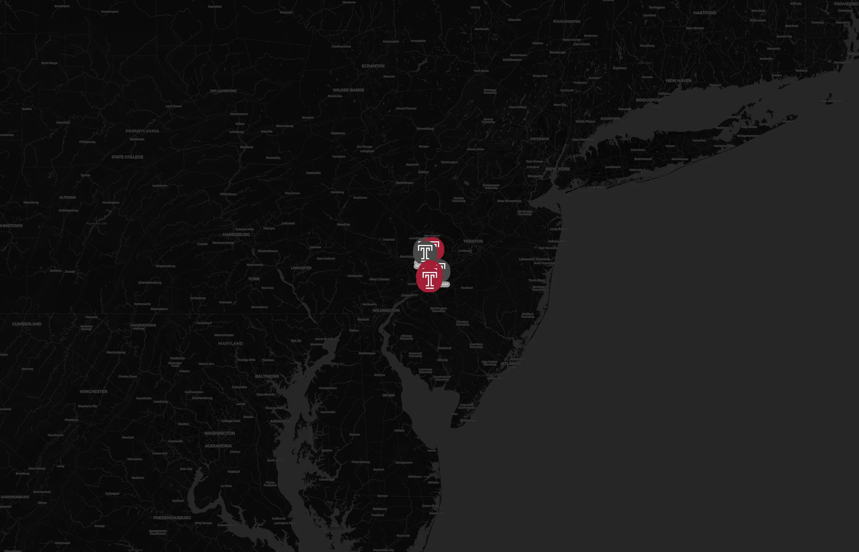 Temple University city distribution