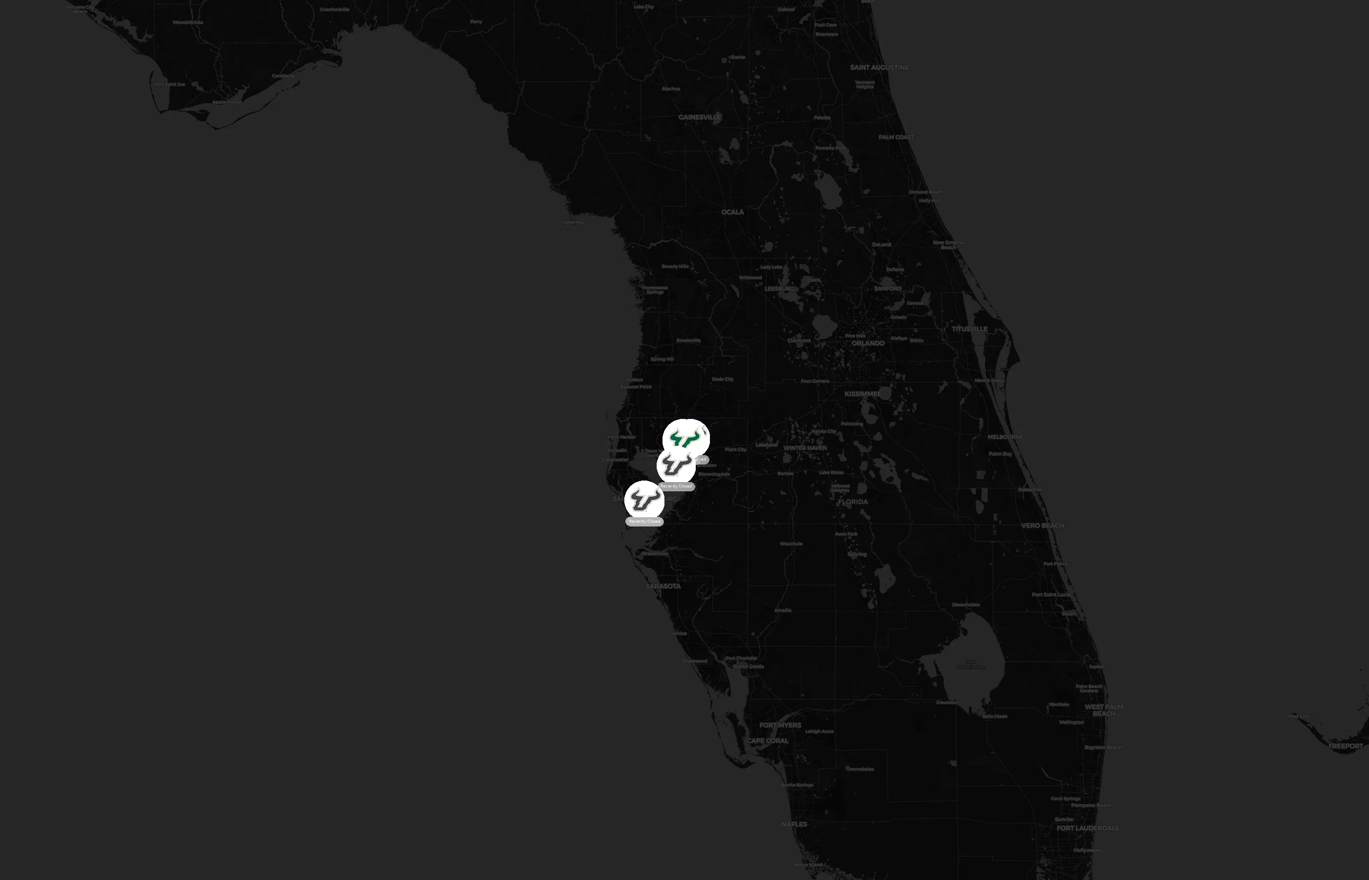 University of South Florida city distribution