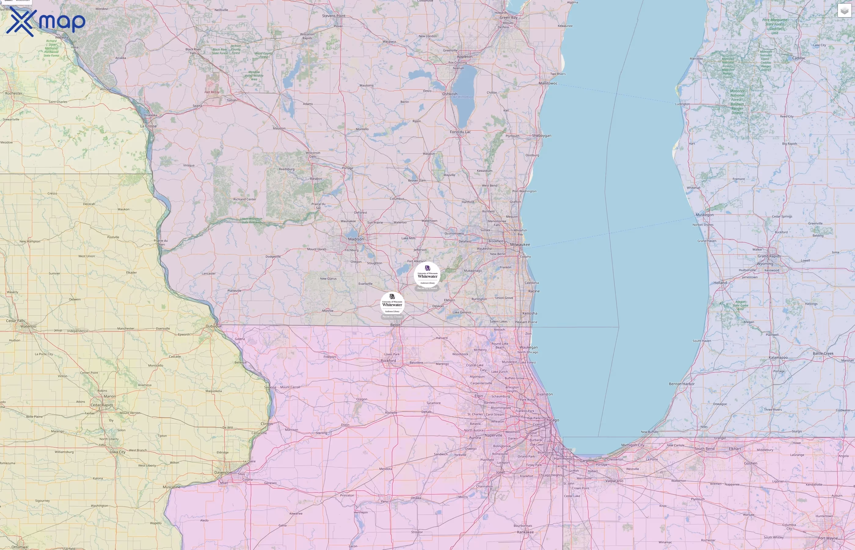 University of Wisconsin-Whitewater street hotspots