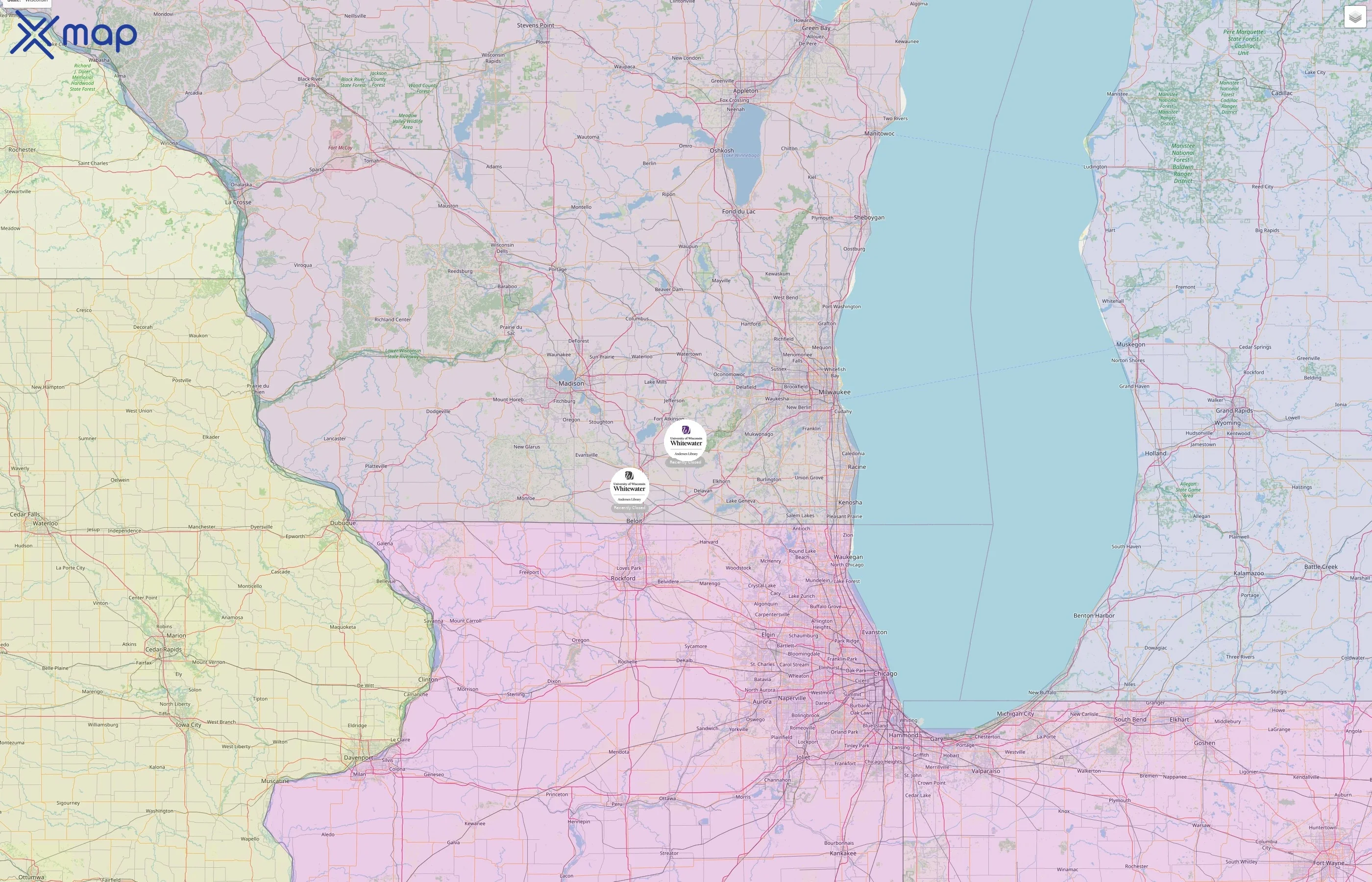 University of Wisconsin-Whitewater street hotspots