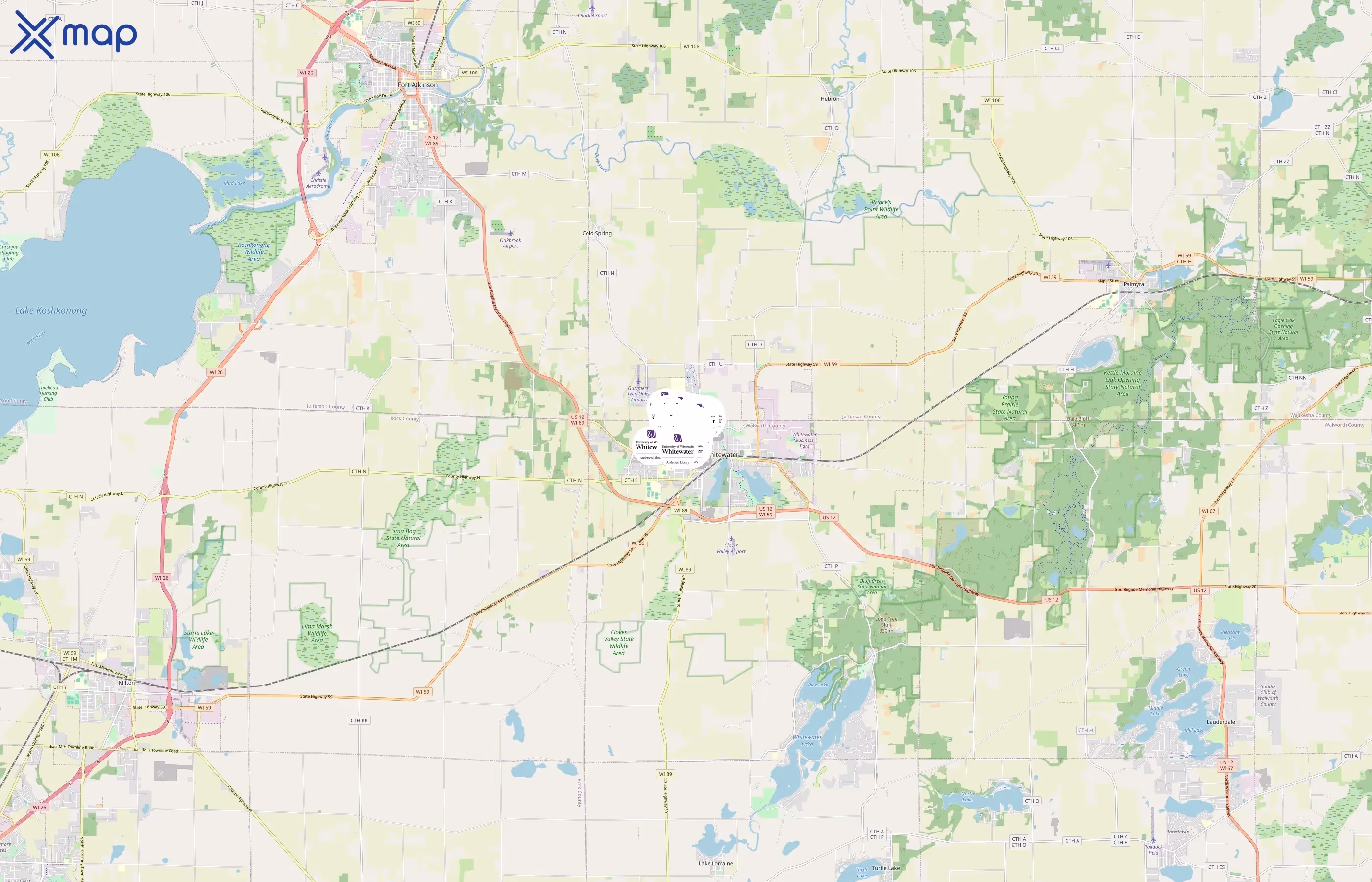 University of Wisconsin-Whitewater area coverage