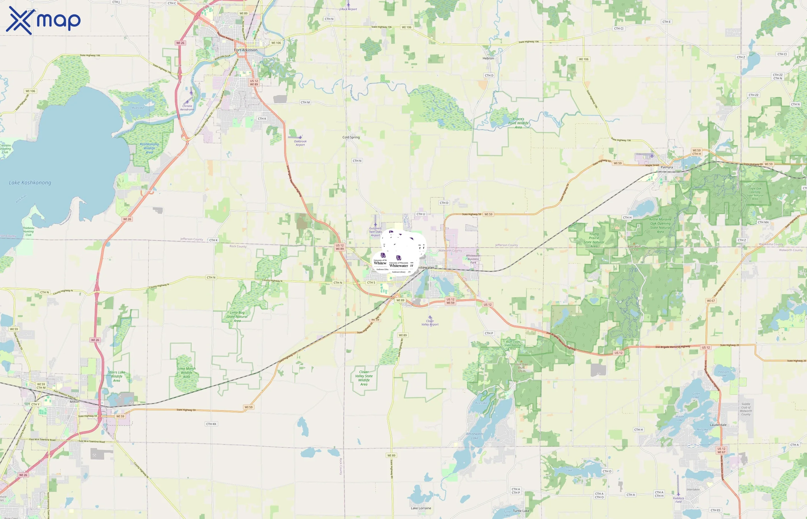 University of Wisconsin-Whitewater area coverage