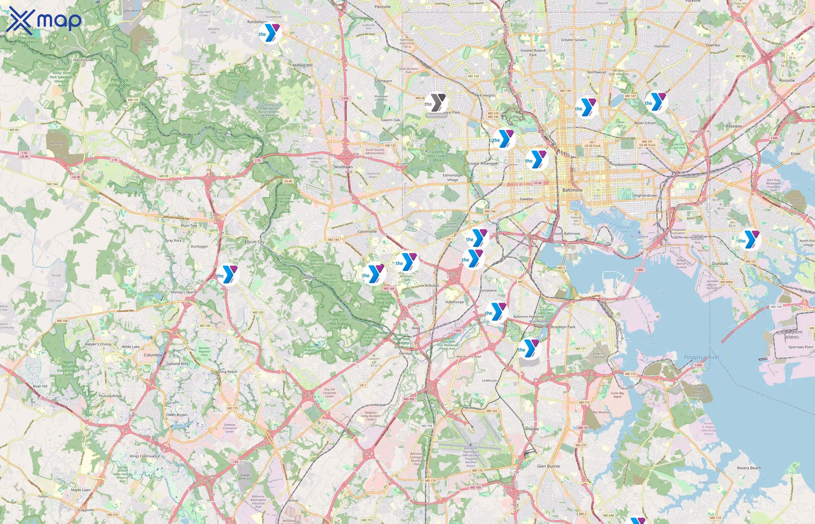 YMCA of Central Maryland area coverage