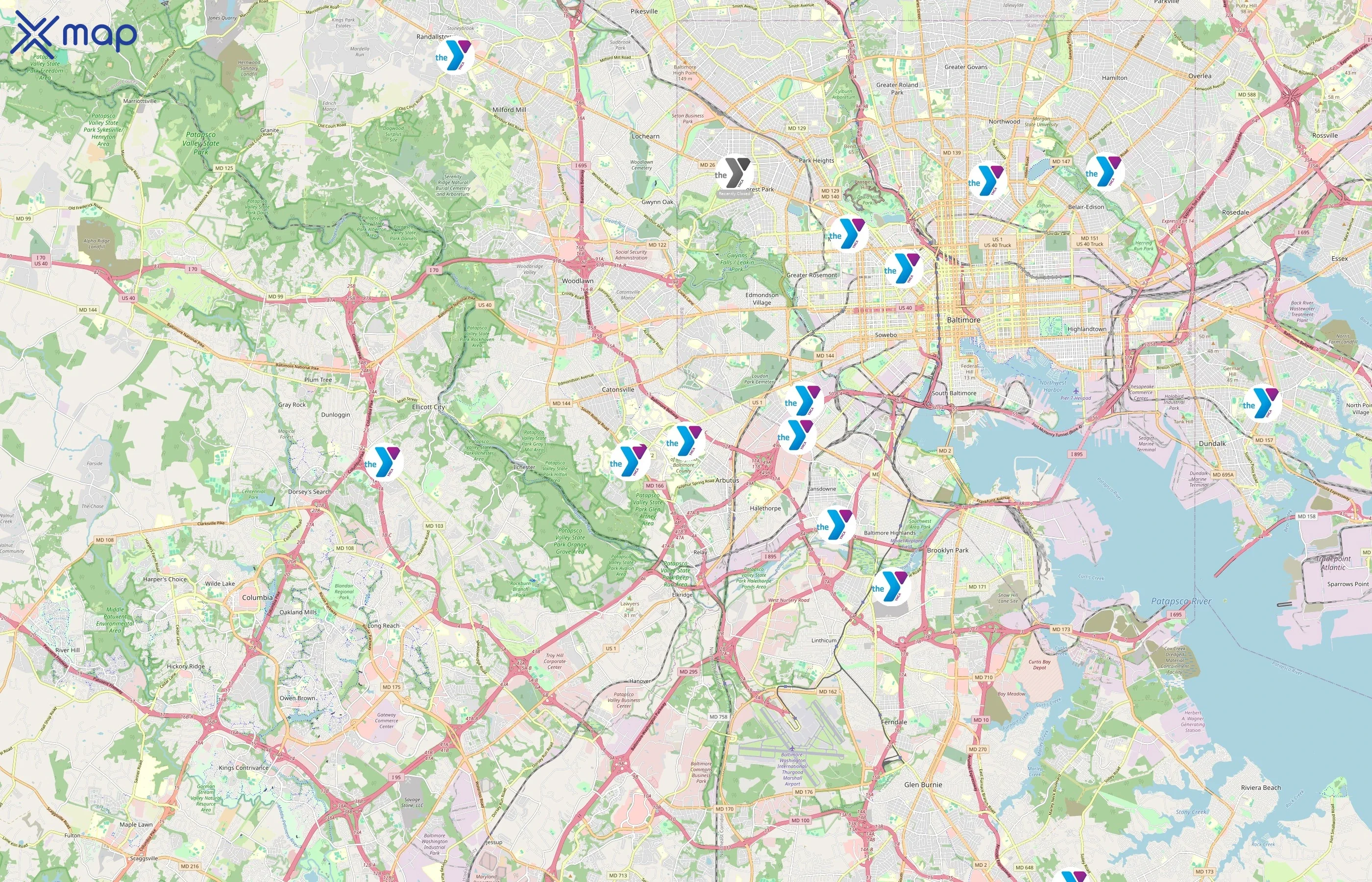 YMCA of Central Maryland area coverage