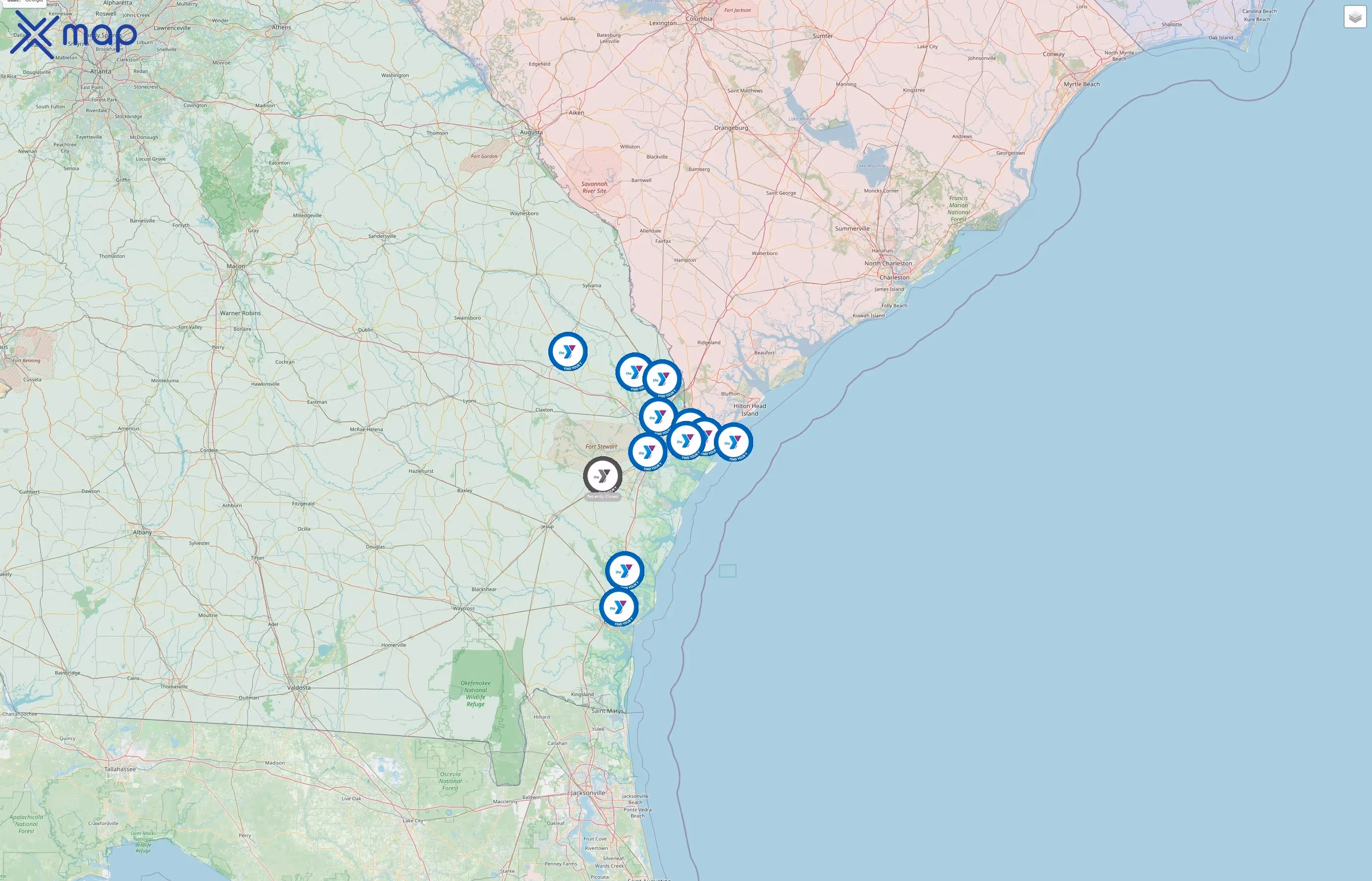 YMCA of Coastal Georgia street hotspots