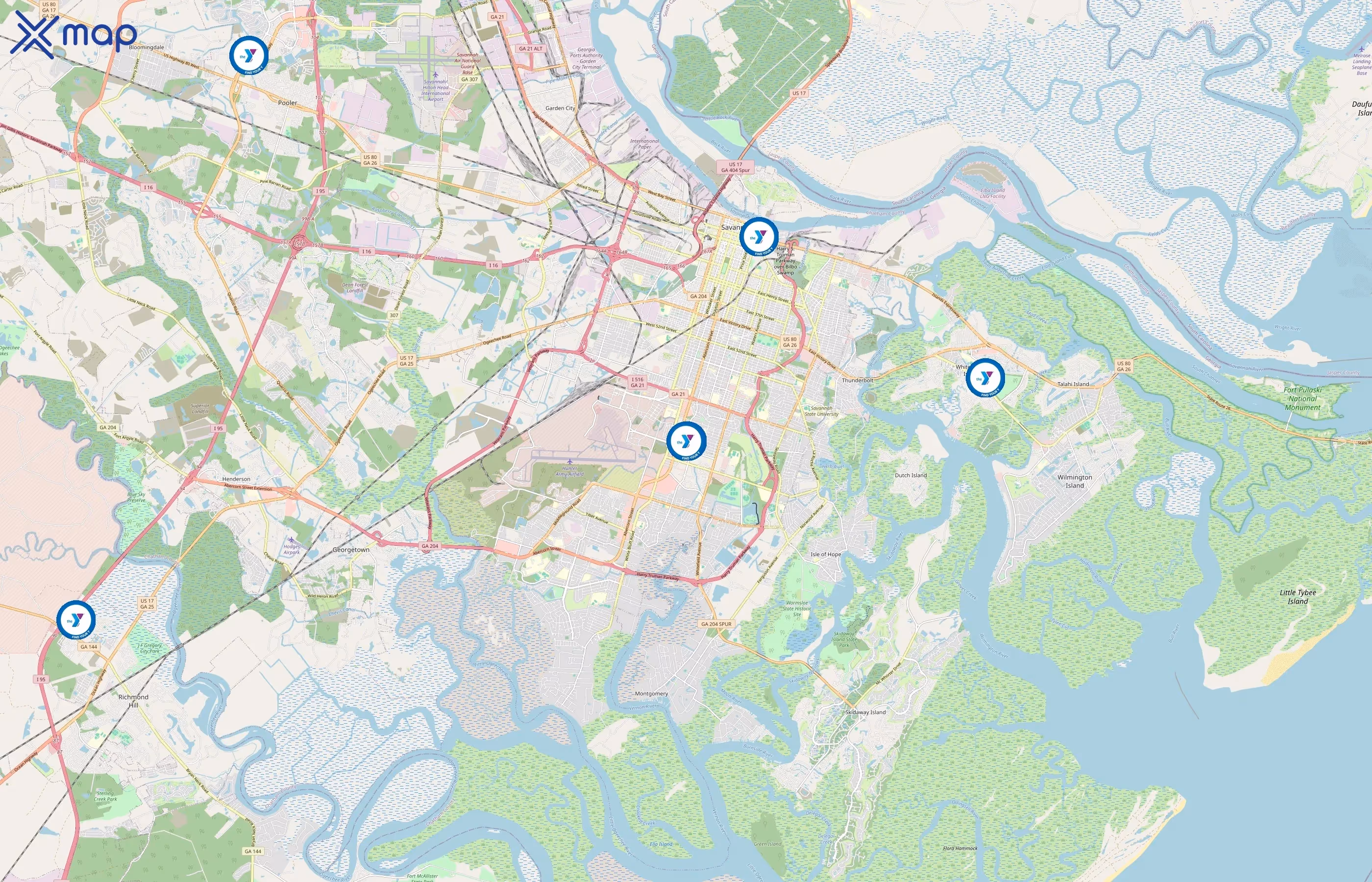 YMCA of Coastal Georgia area coverage