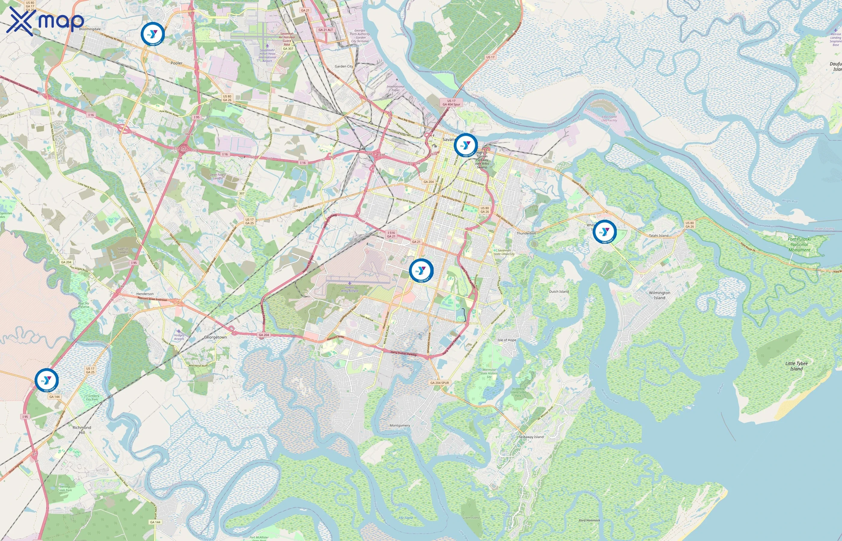 YMCA of Coastal Georgia area coverage