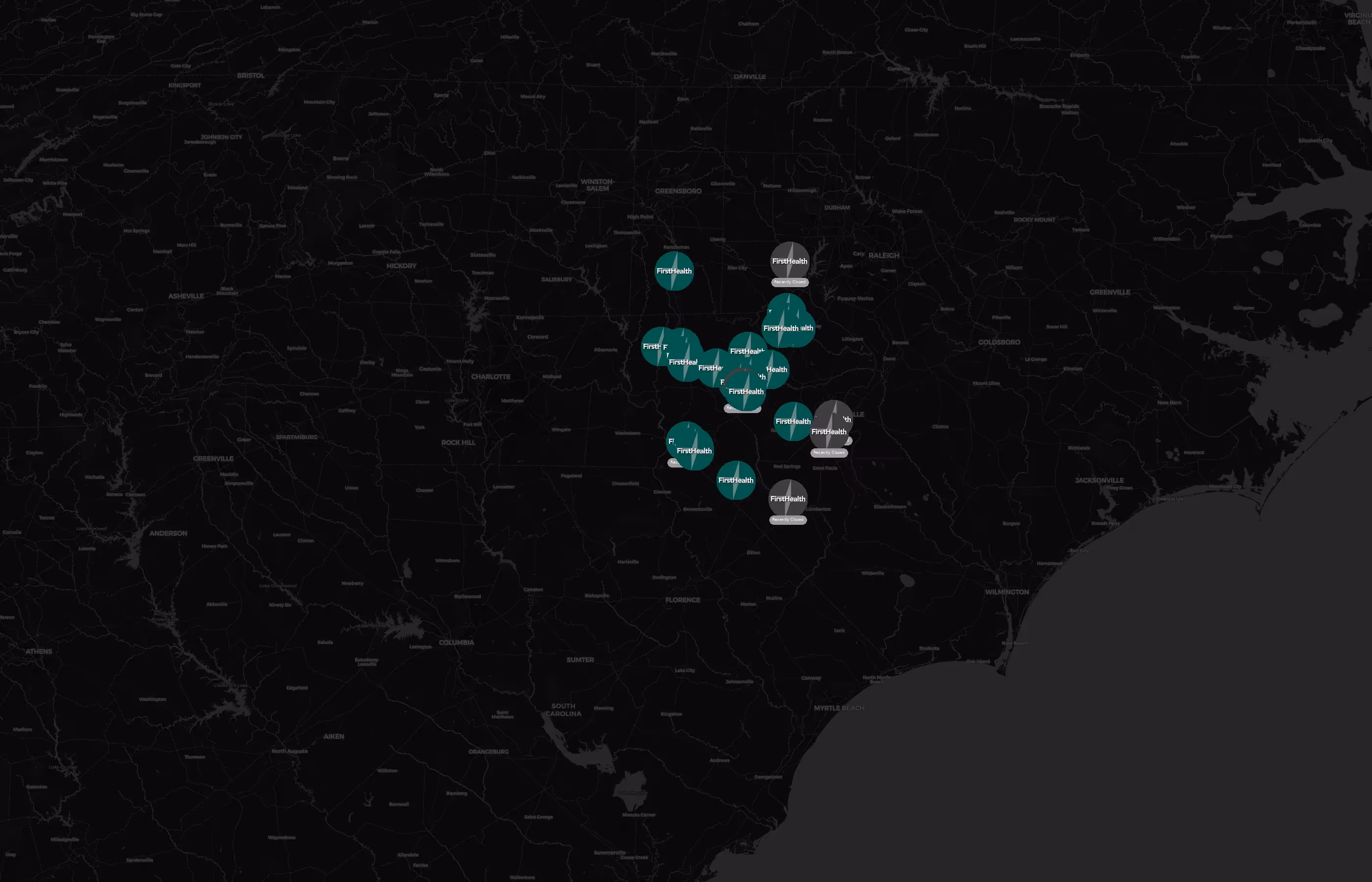 FirstHealth city distribution