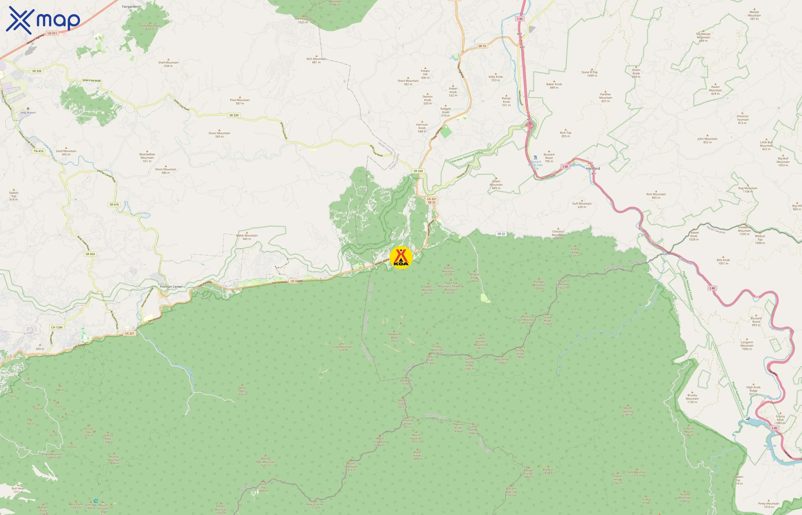 Kampgrounds of America area coverage