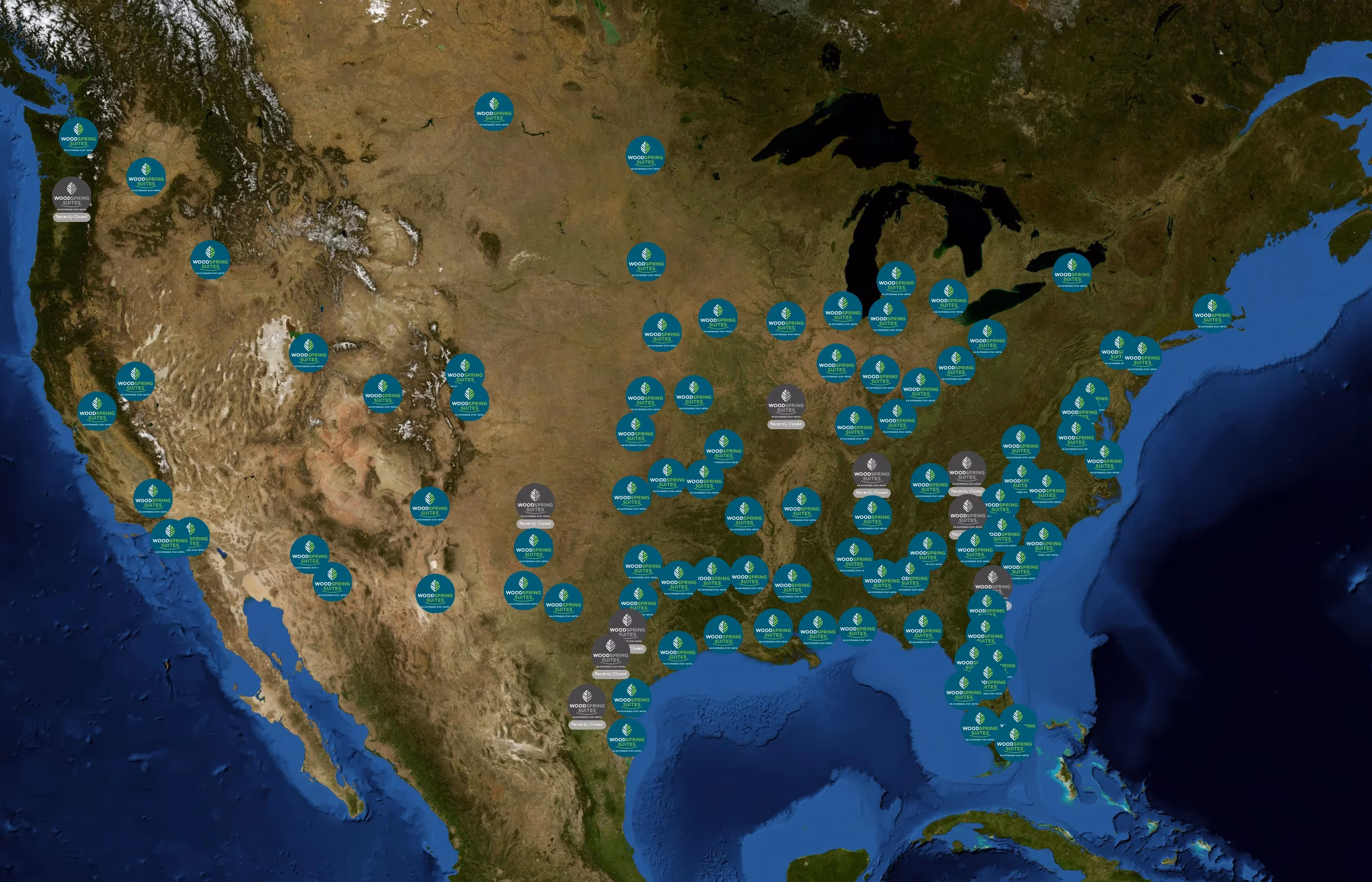 WoodSpring Suites state distribution