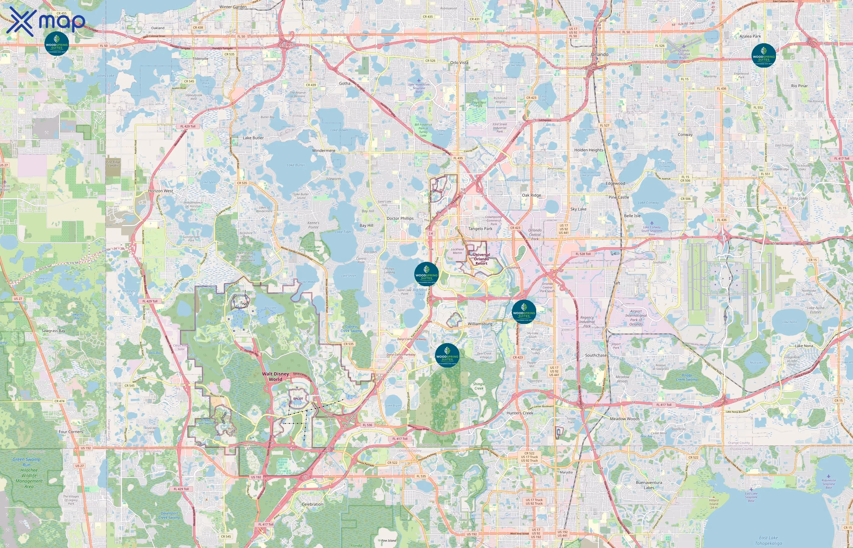 WoodSpring Suites area coverage