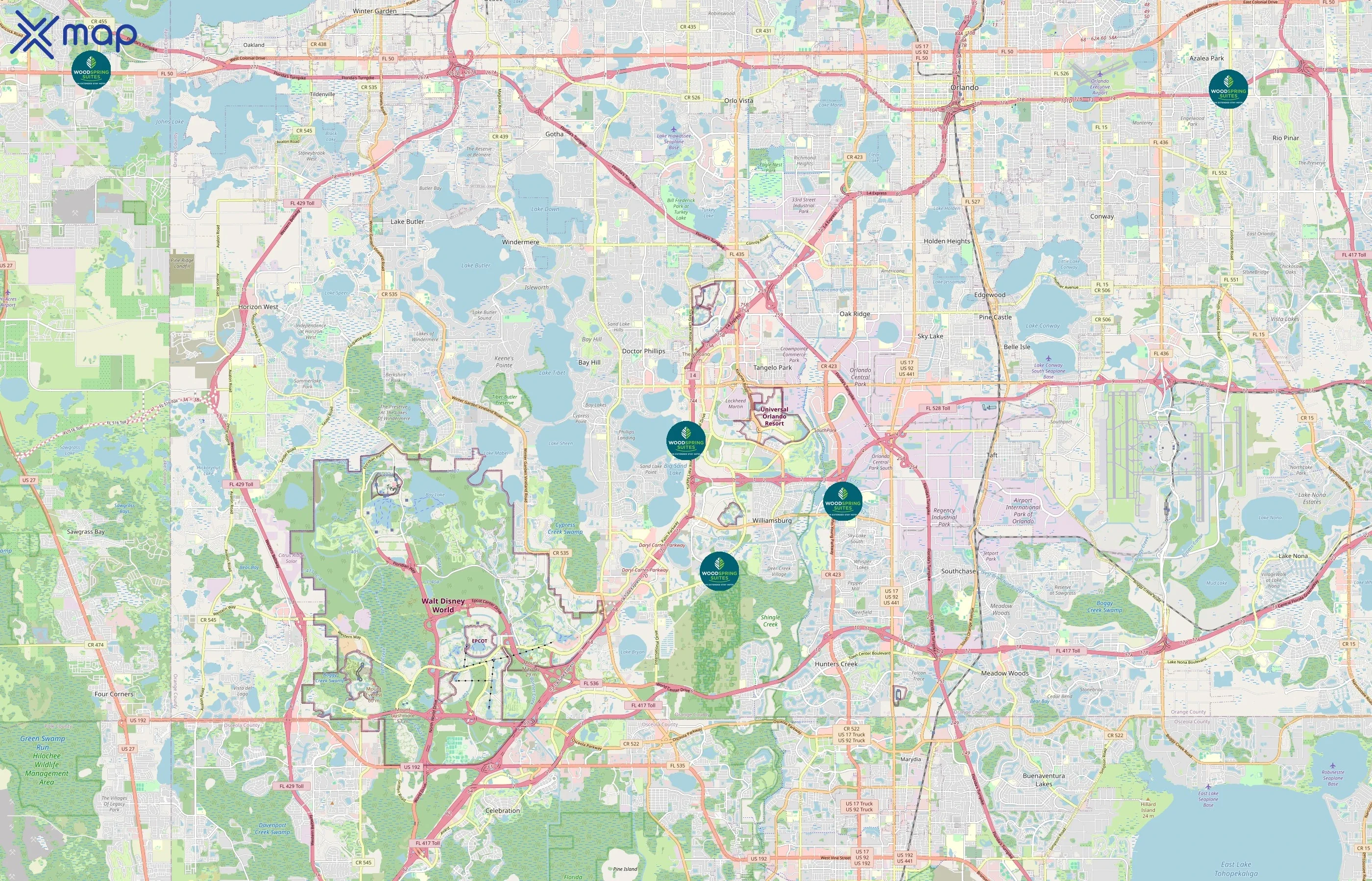 WoodSpring Suites area coverage