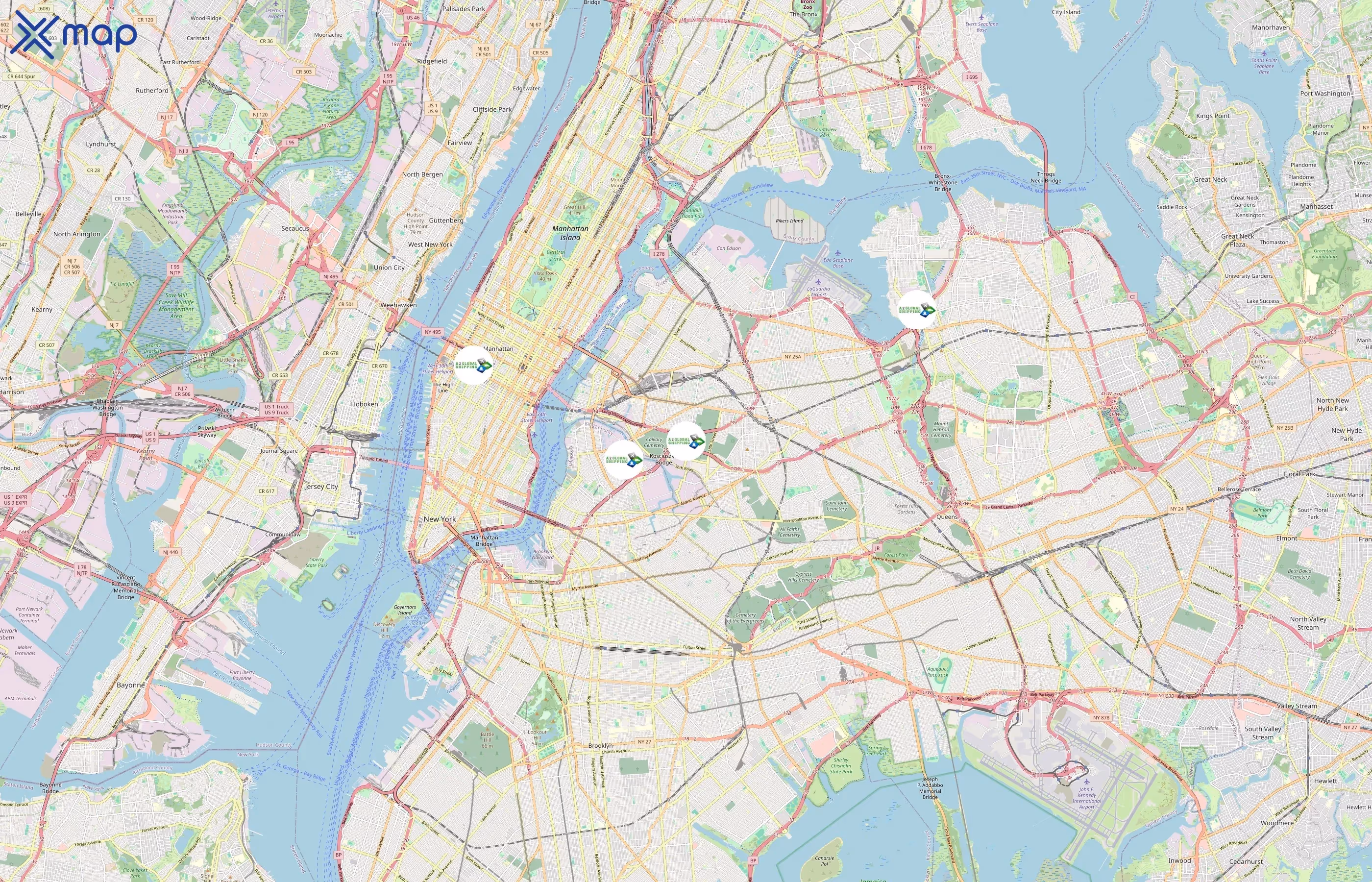 A2 Global Shipping area coverage